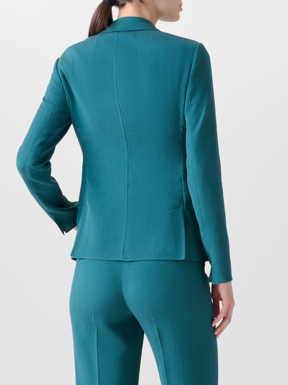 Designer Tailored Blazer in Cotton Silk Double-Face - green #editorial