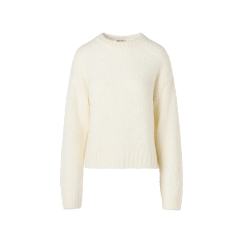 Long-Sleeve Cashmere-Silk Bouclé Knit Sweater