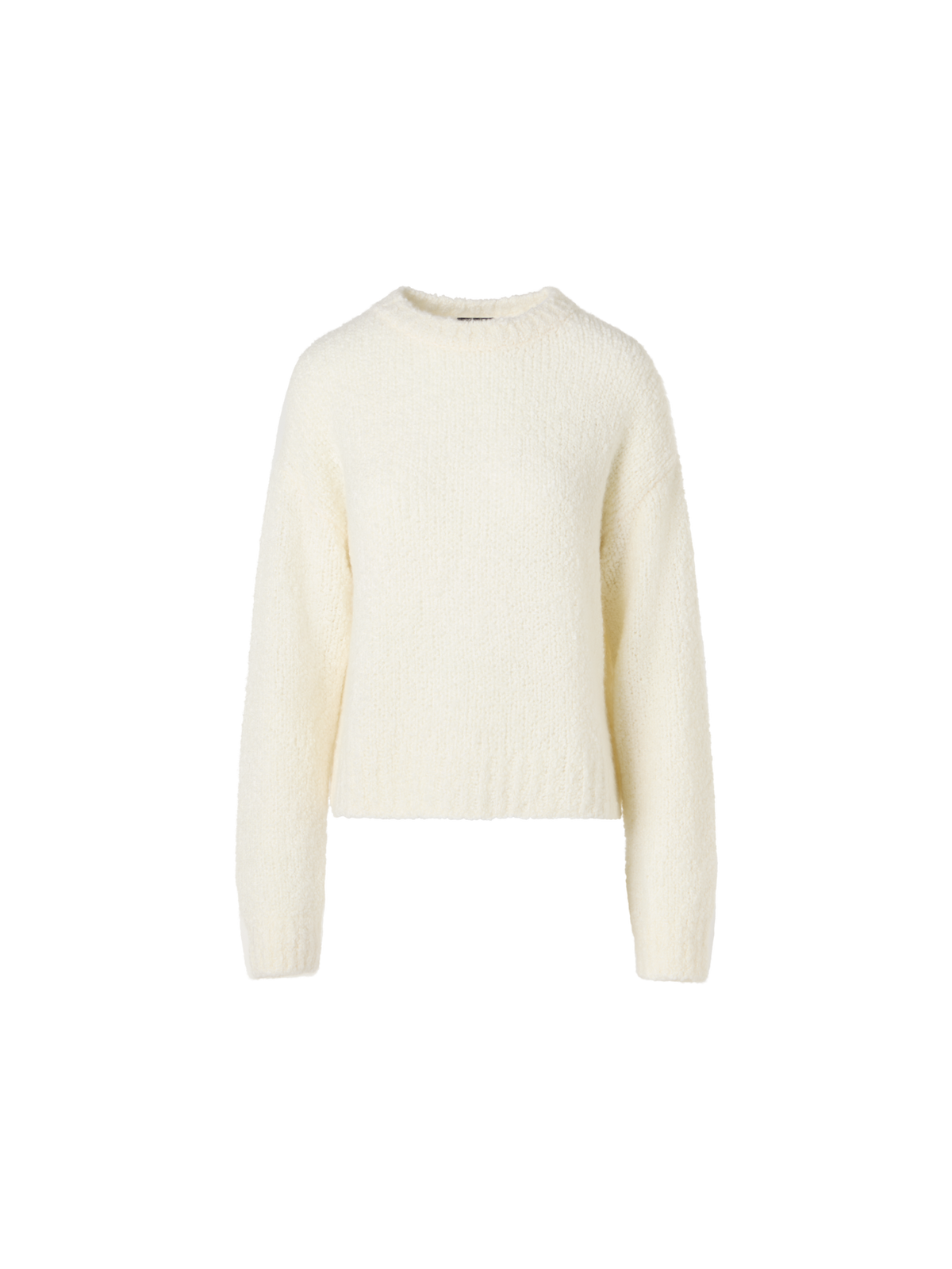 Designer Long-Sleeve Cashmere-Silk Bouclé Knit Sweater - ecru