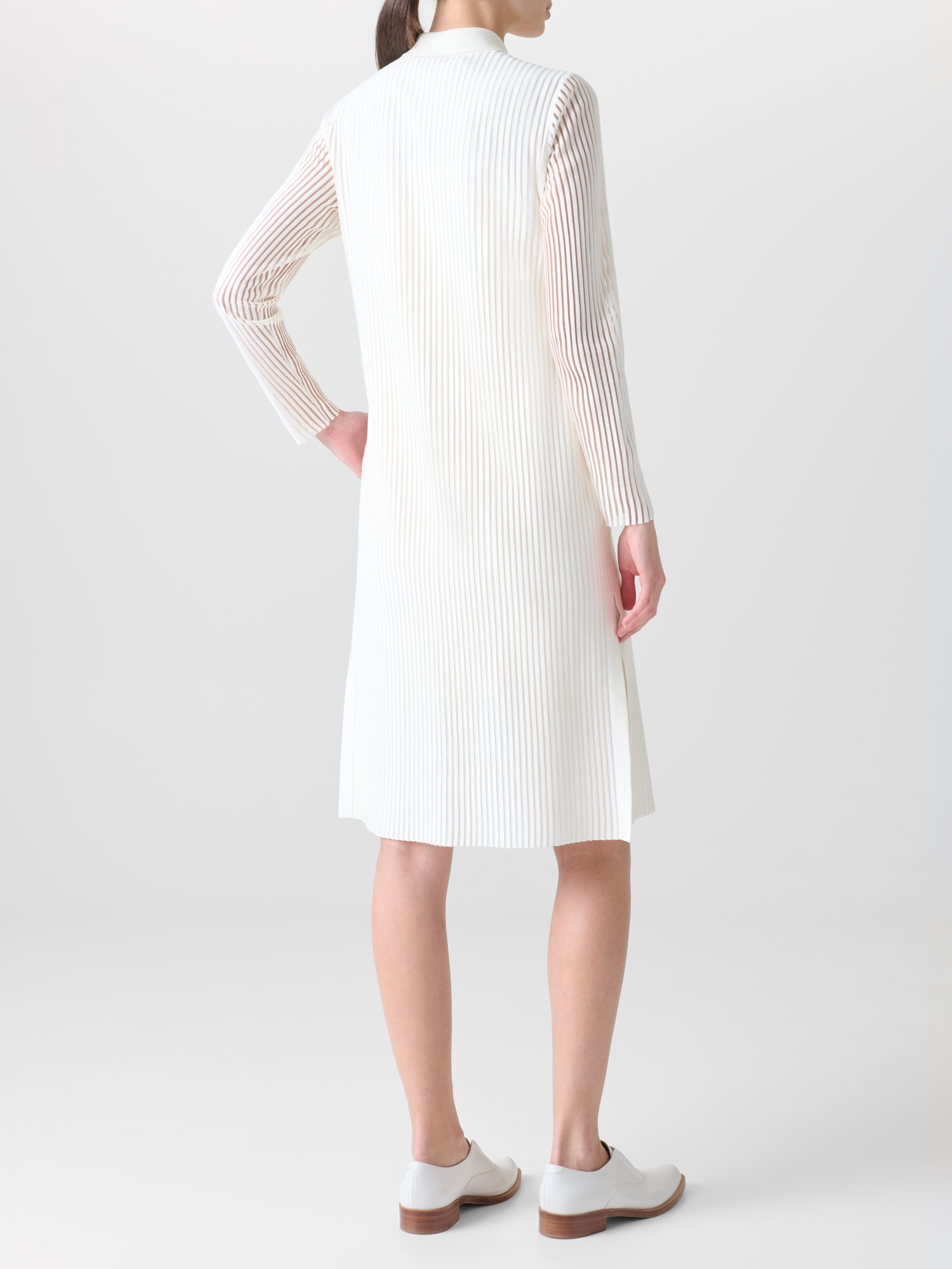 Designer Long Knit Coat in Semi-Sheer Silk Cotton - neutral - ecru - white 