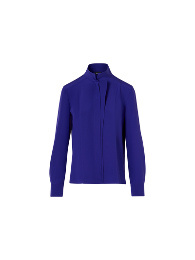 Designer Long-Sleeve Silk Crêpe Blouse - purple