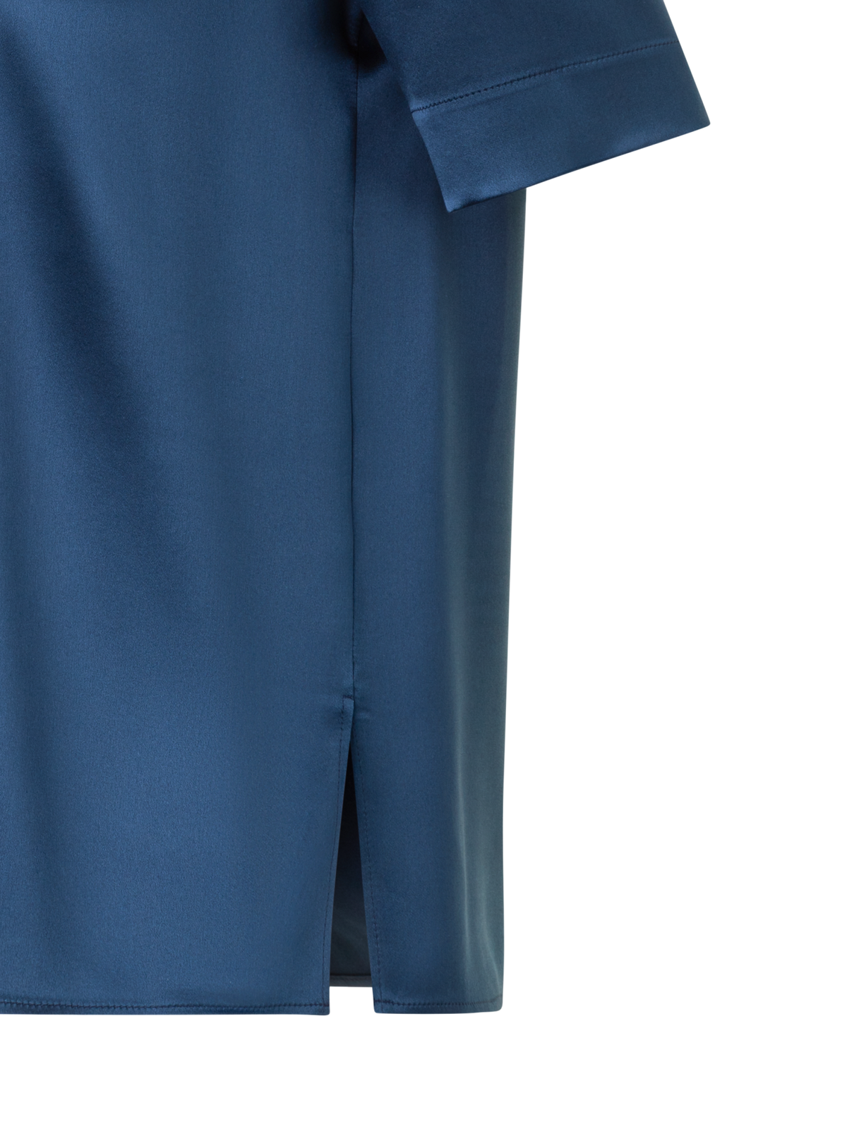 Designer T-Shirt Blouse in Silk Satin - neutral - navy - blue