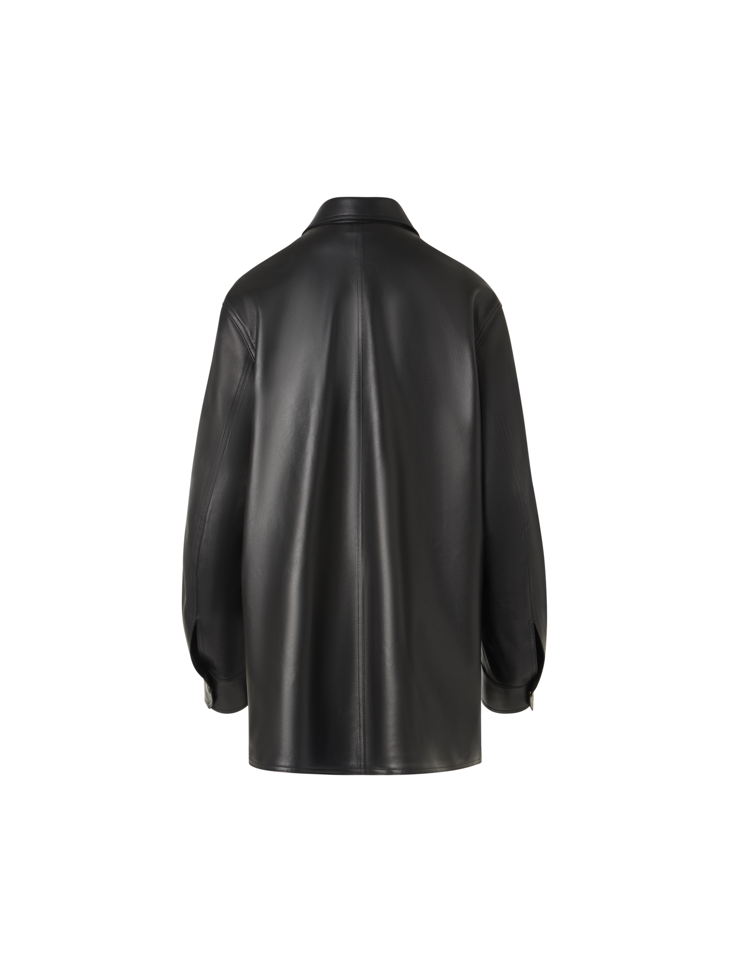 Designer Oversize Nappa Leather Shirt - black