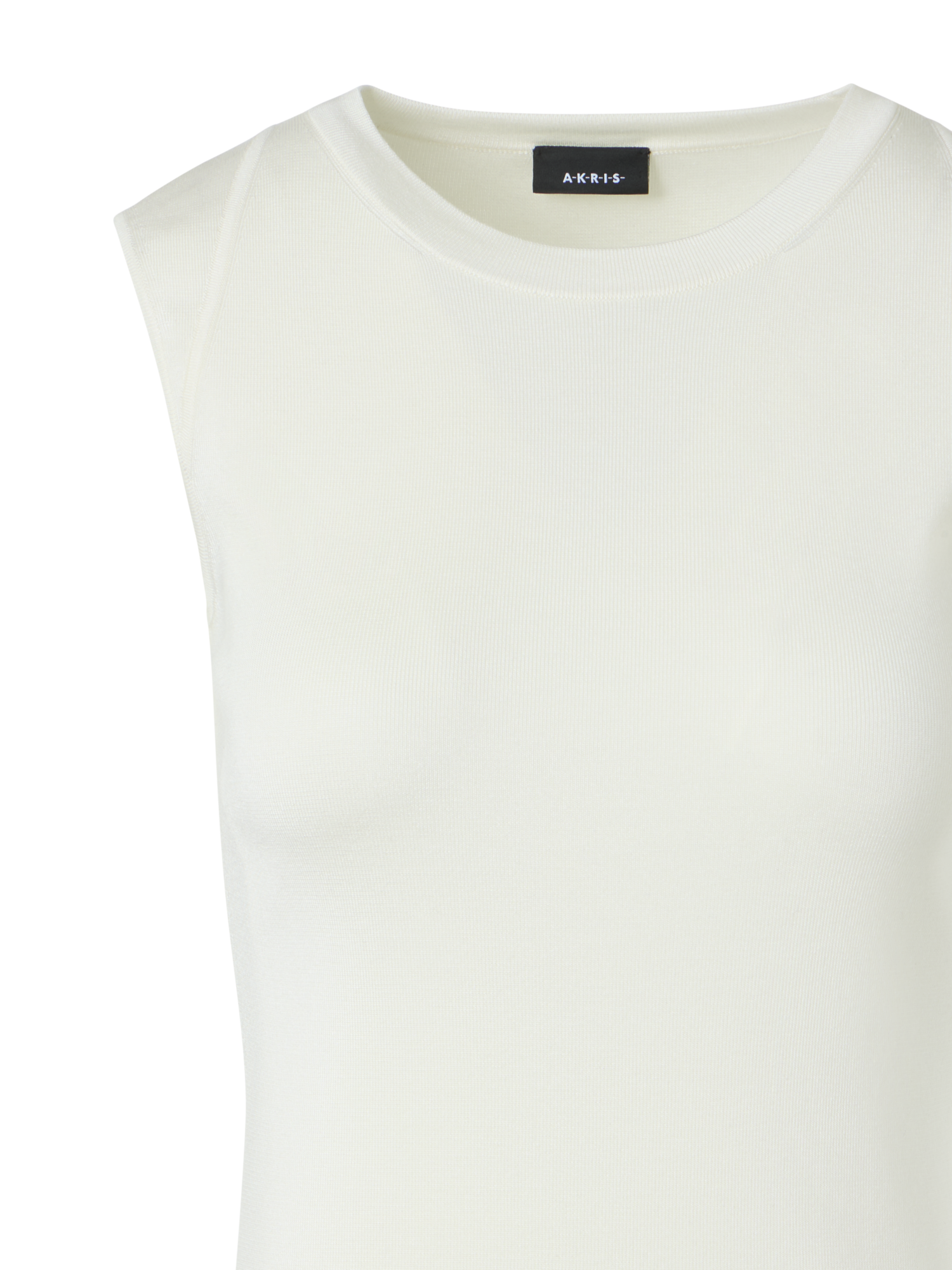 Designer Sleeveless Knit Top in Silk Stretch - ecru