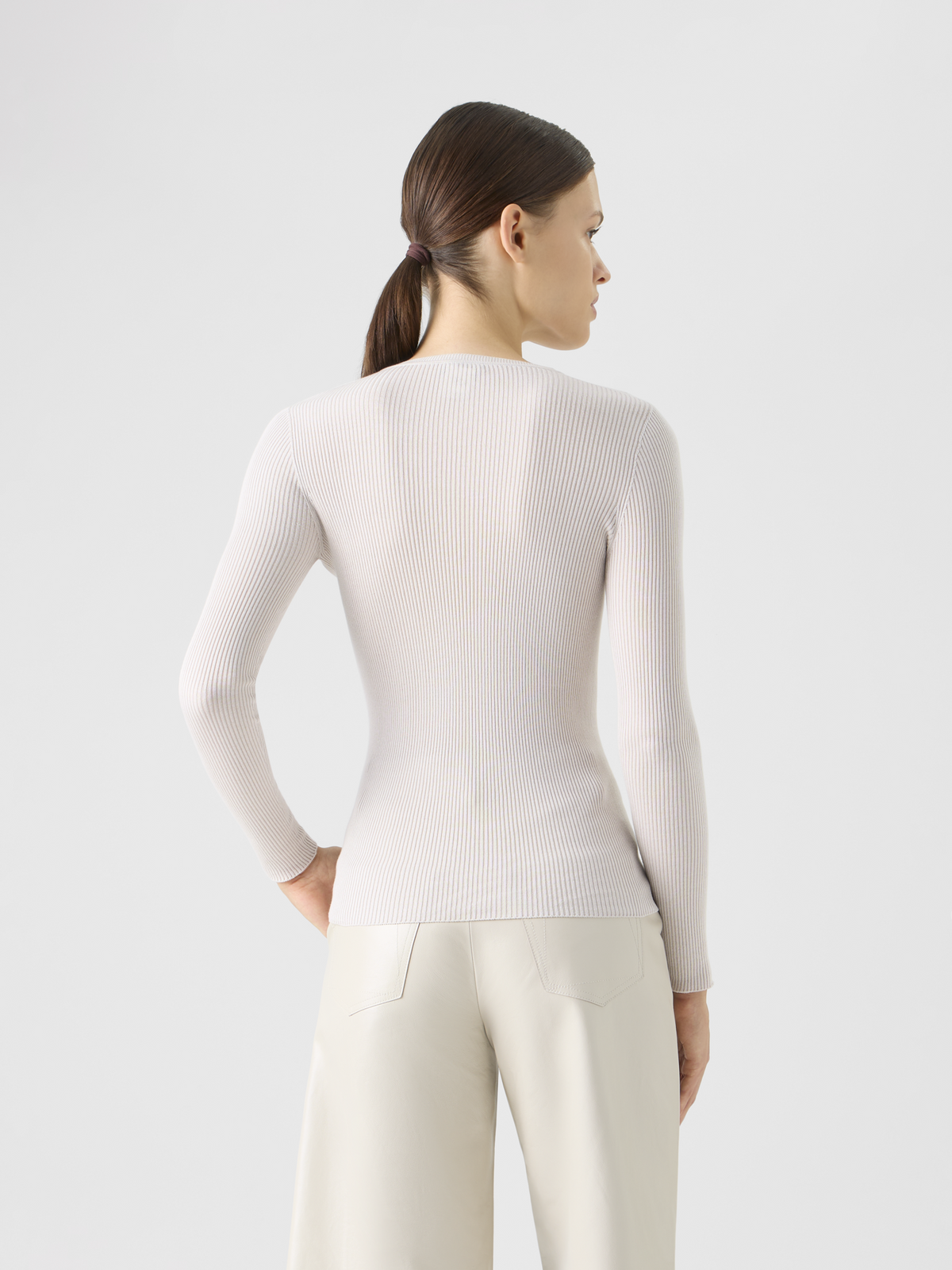 Designer Seamless Silk Cotton Knit Sweater - neutral - beige #editorial