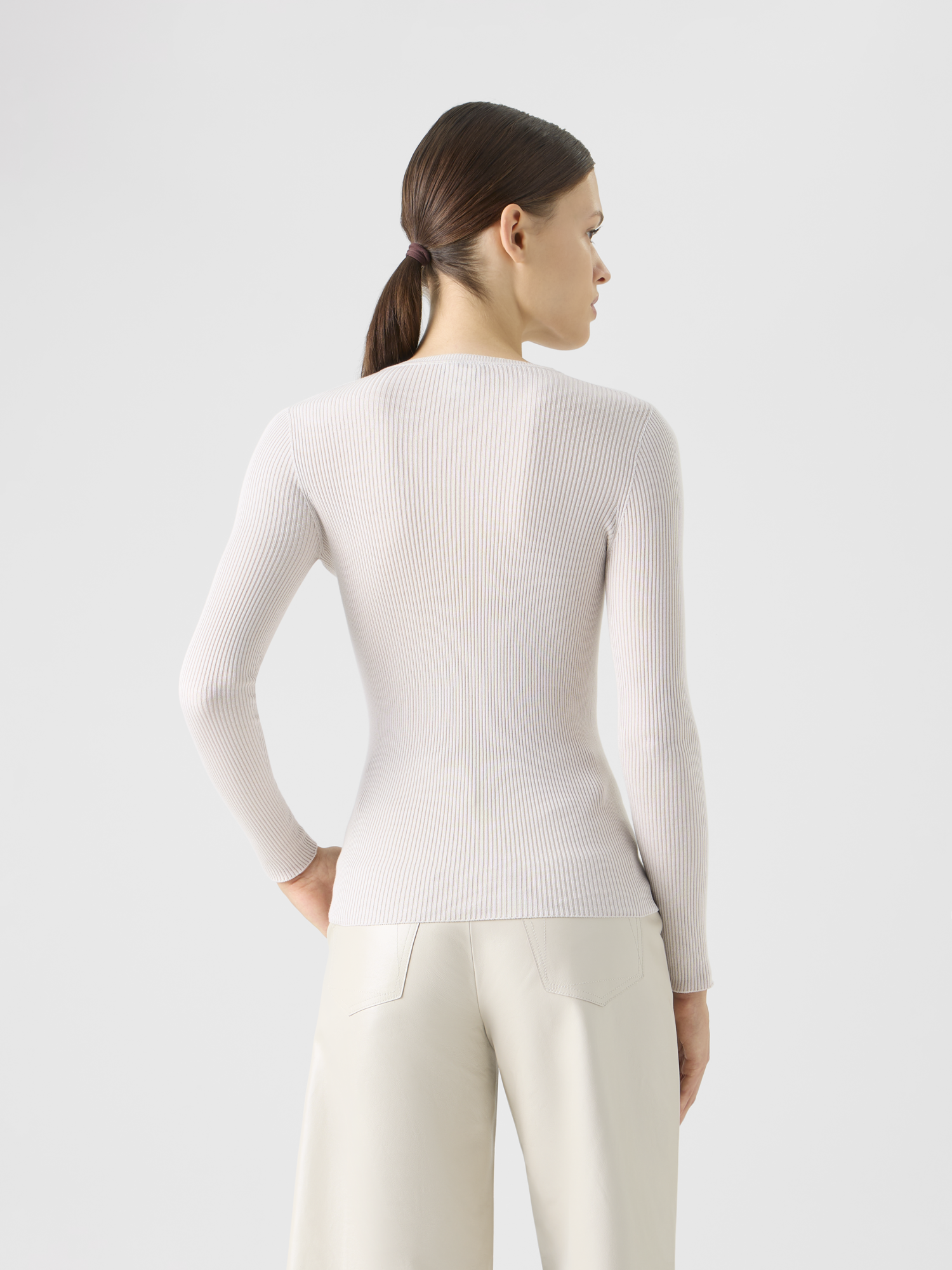 Designer Seamless Silk Cotton Knit Sweater - neutral - beige 