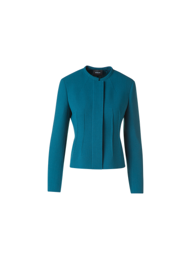 Designer Short Jacket in Wool Crêpe Double-Face - green