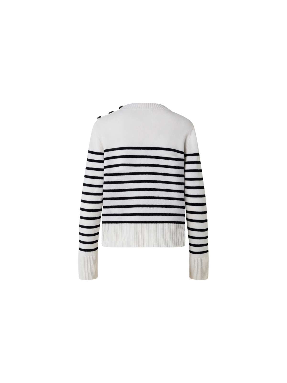 Designer Striped Boxy Sweater in Merino Cashmere Blend - multicolor - ecru - white
