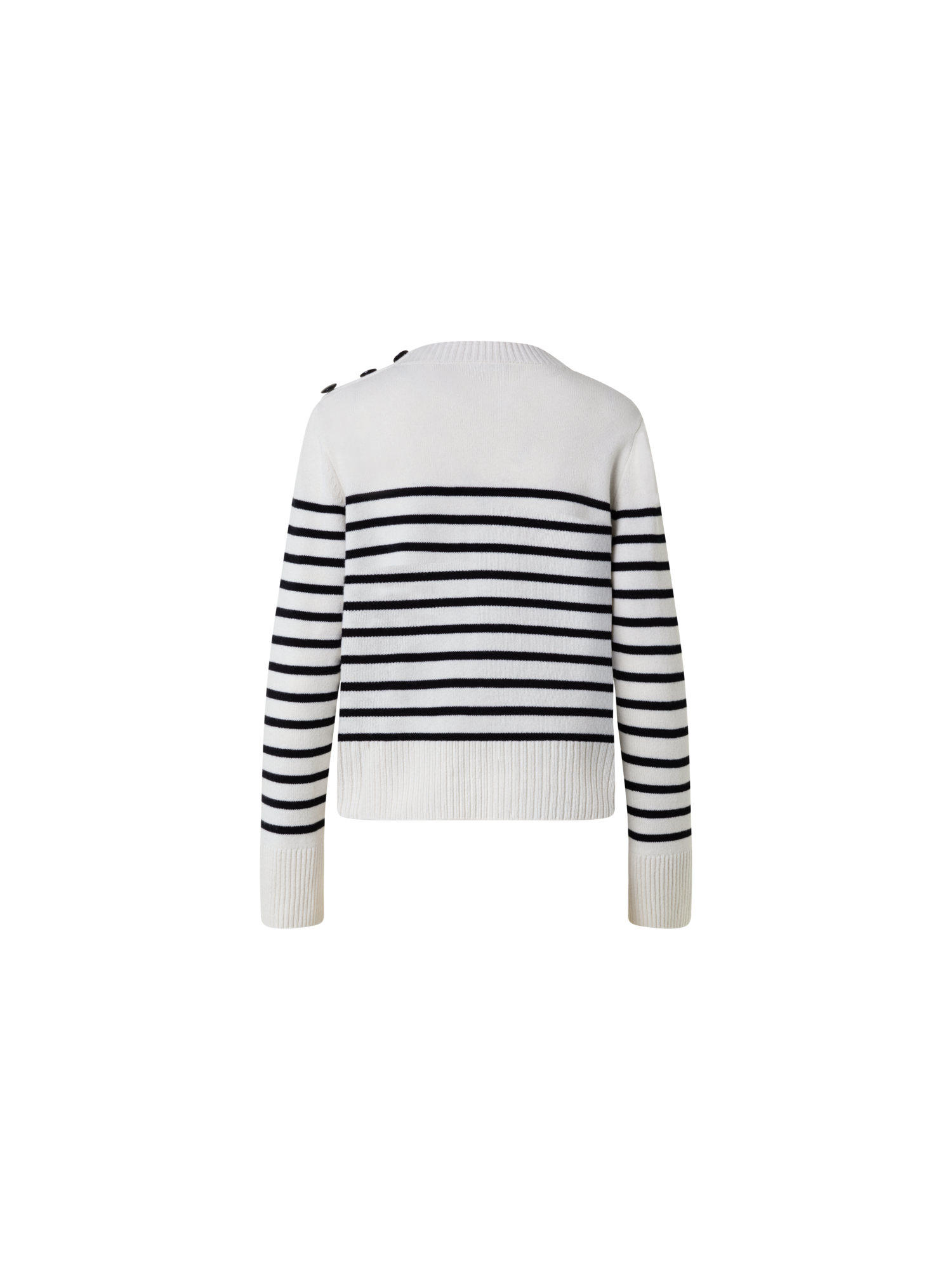 Designer Striped Boxy Sweater in Merino Cashmere Blend - multicolor - ecru - white