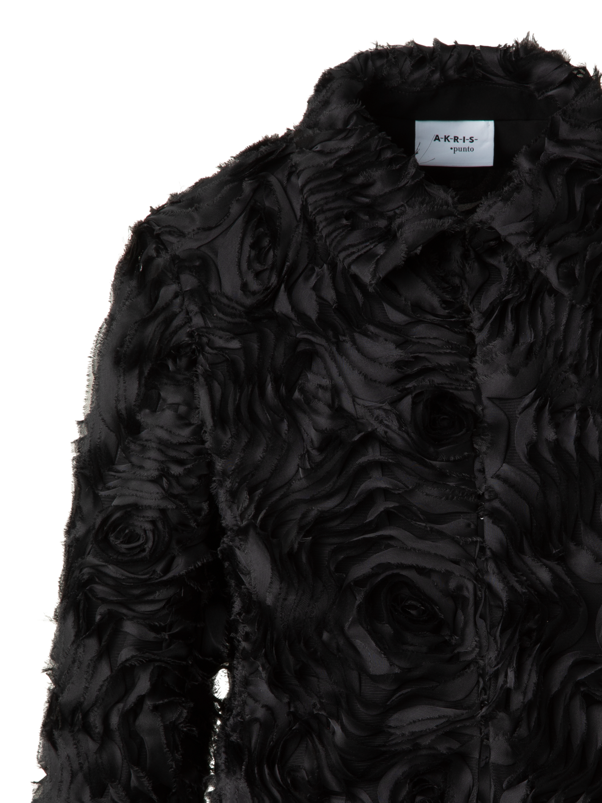 Designer Short Jacket with 3D Carnation Embroidery - black