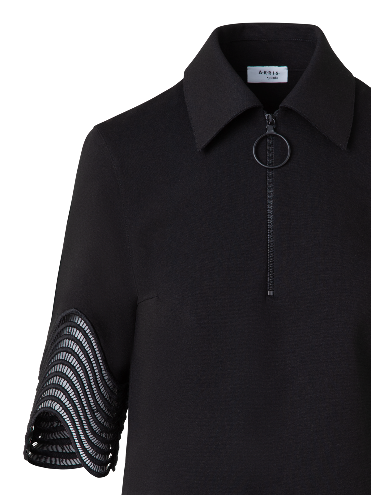 Designer Jersey Shirt with Wave Lace - black