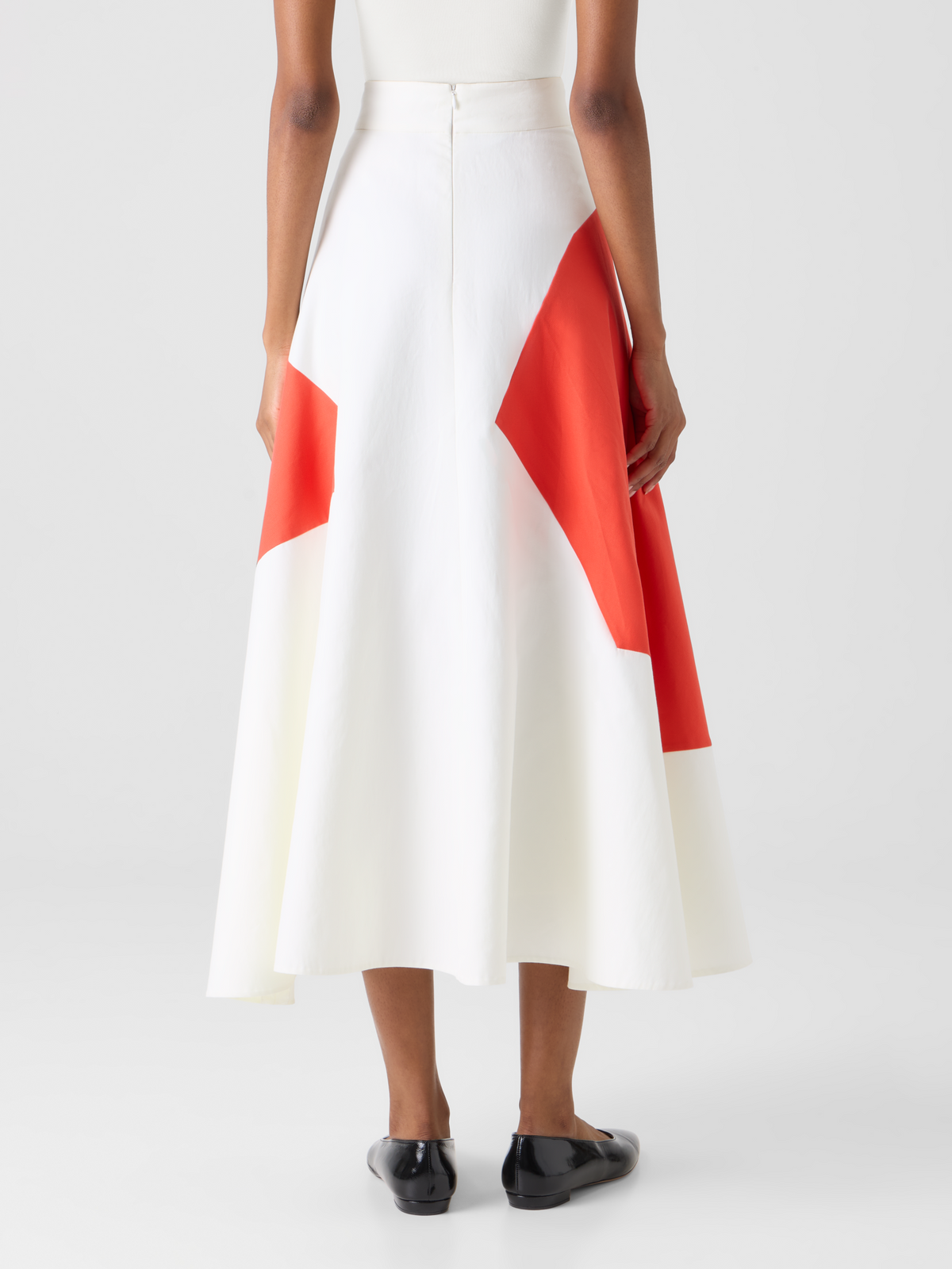 Designer Flared Midi Skirt with Polygon Patchwork - multicolor #editorial