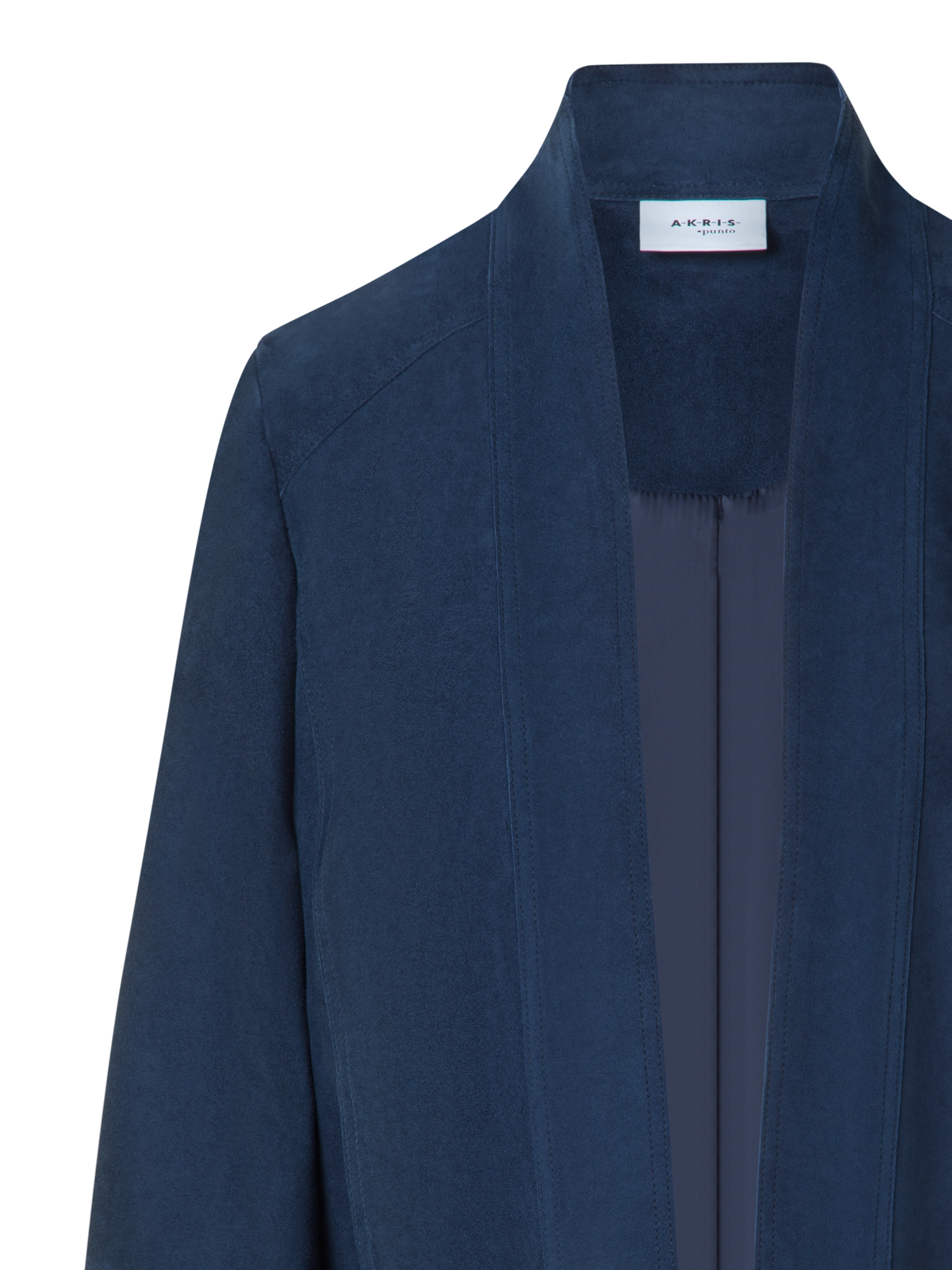 Designer Goat Suede V-Neck Short Jacket - neutral - navy - blue