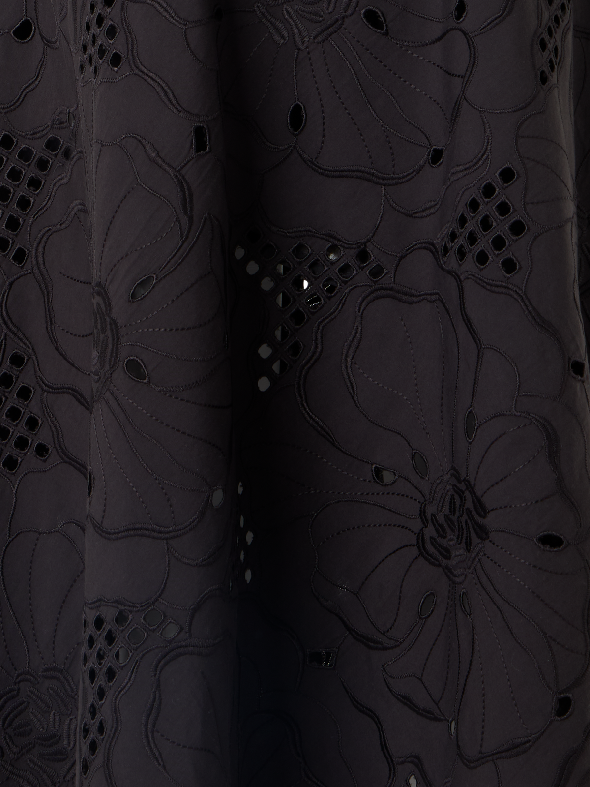 Designer Fit Flare Flower Eyelet Midi Dress - black