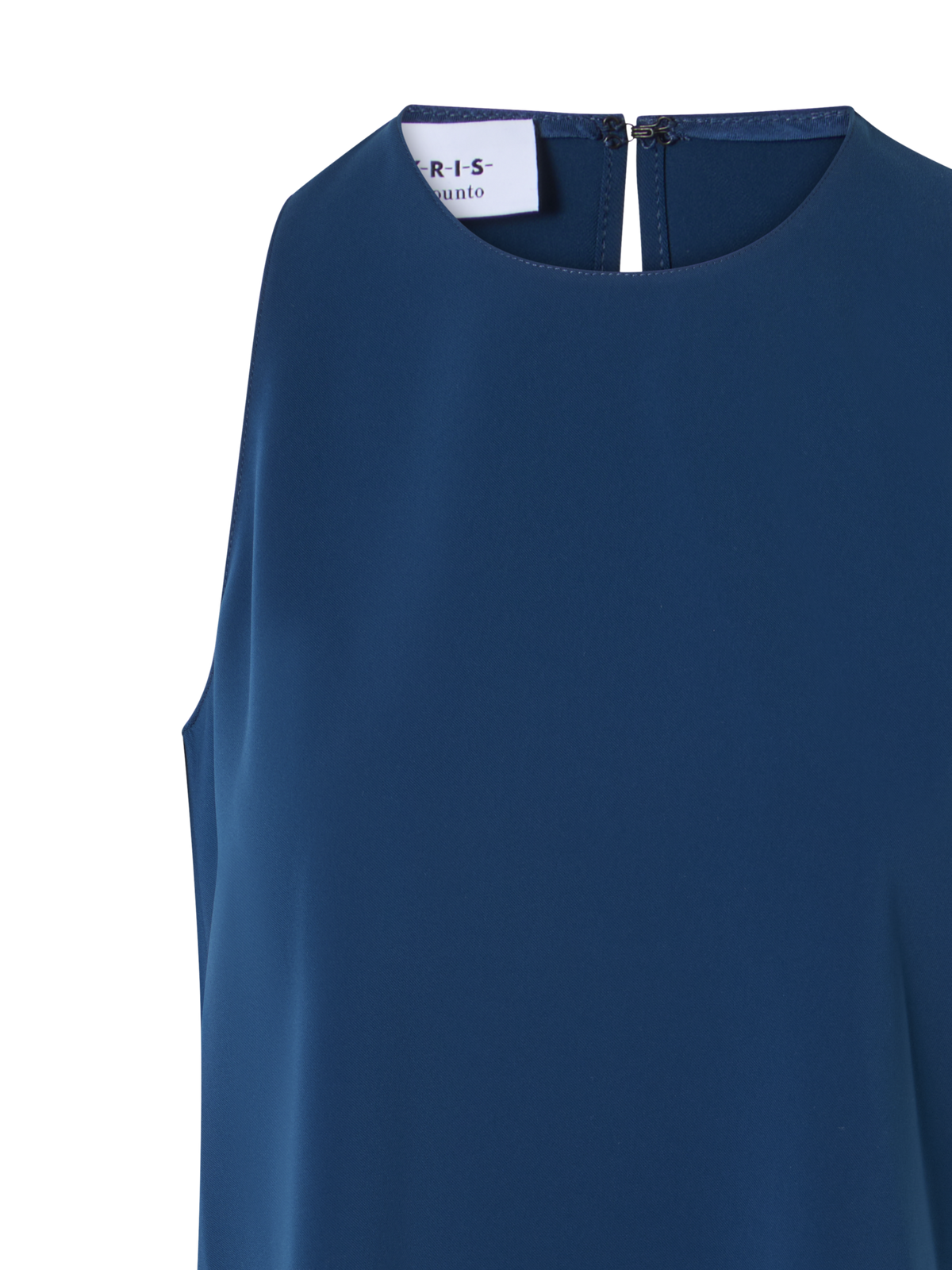 Designer Signature Laser-Cut Sleeveless Blouse - navy - blue