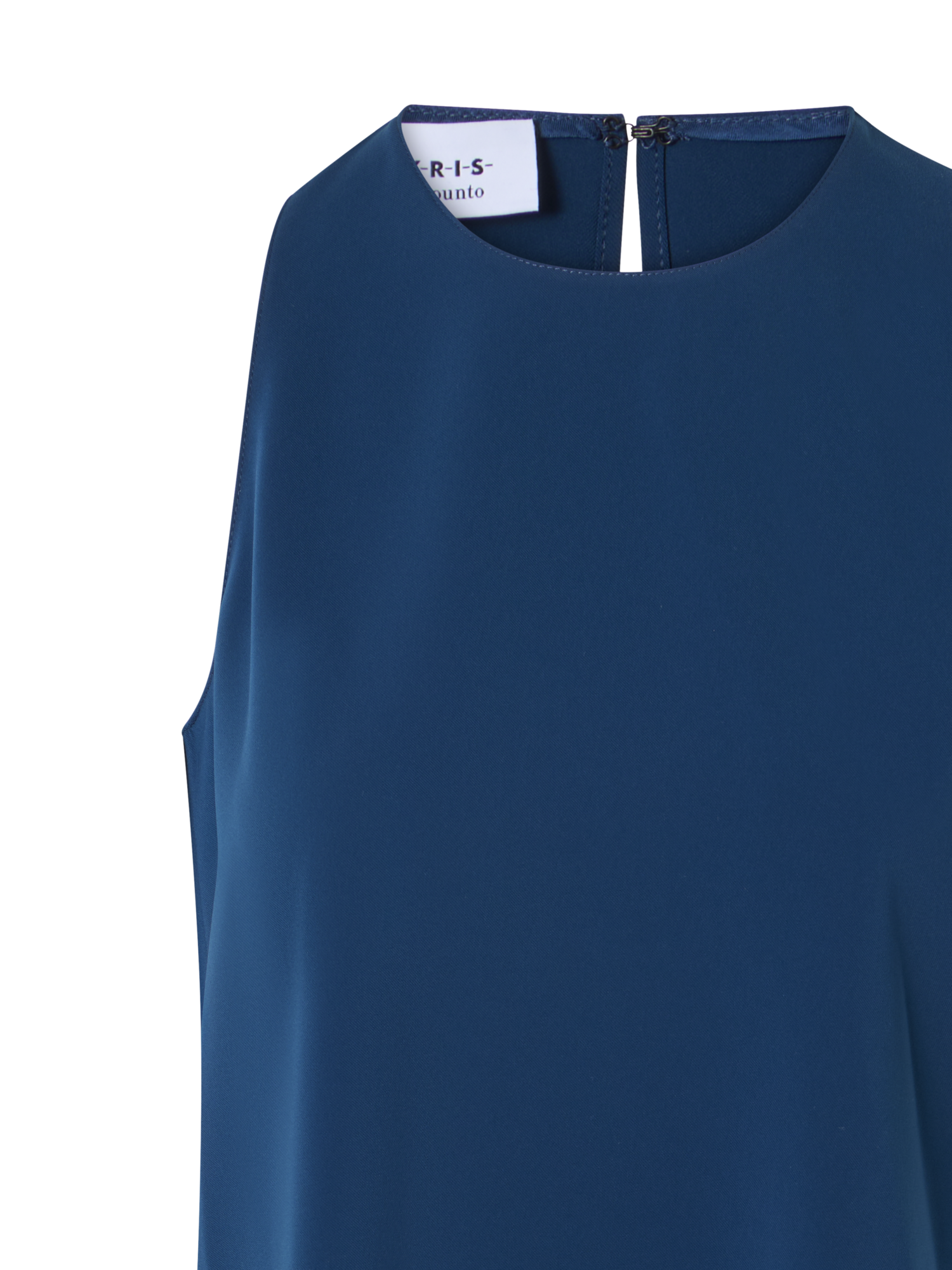 Designer Signature Laser-Cut Sleeveless Blouse - navy - blue