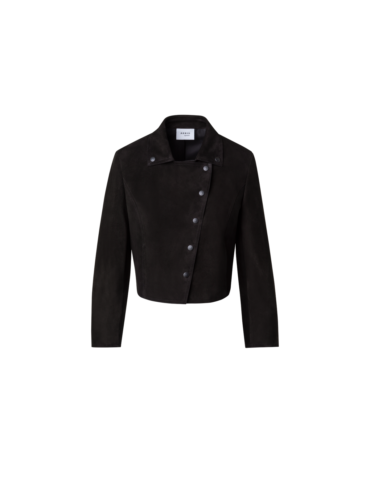 Designer Short Suede Moto Style Leather Jacket - black