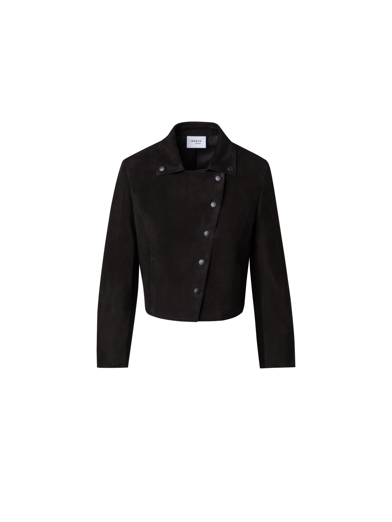 Designer Short Suede Moto Style Leather Jacket - black