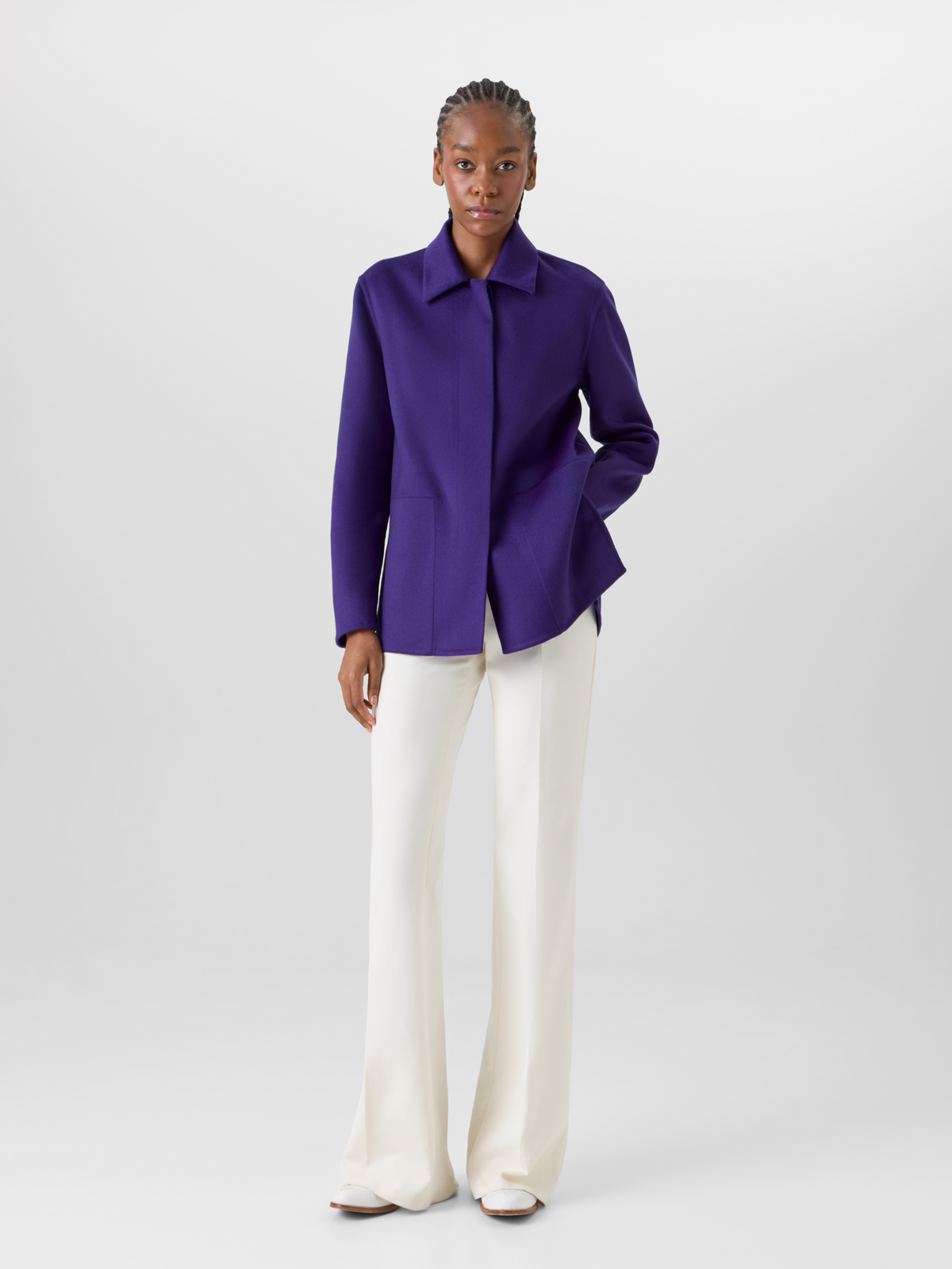 Designer Laars Long Jacket in Cashmere Double-Face - purple 