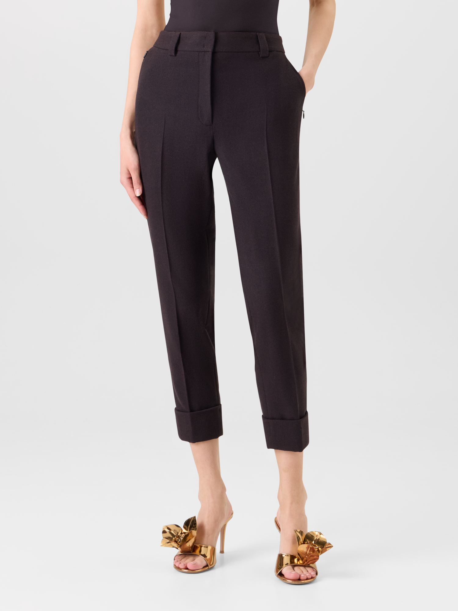 Designer Cuffed Tapered Flannel Pants 