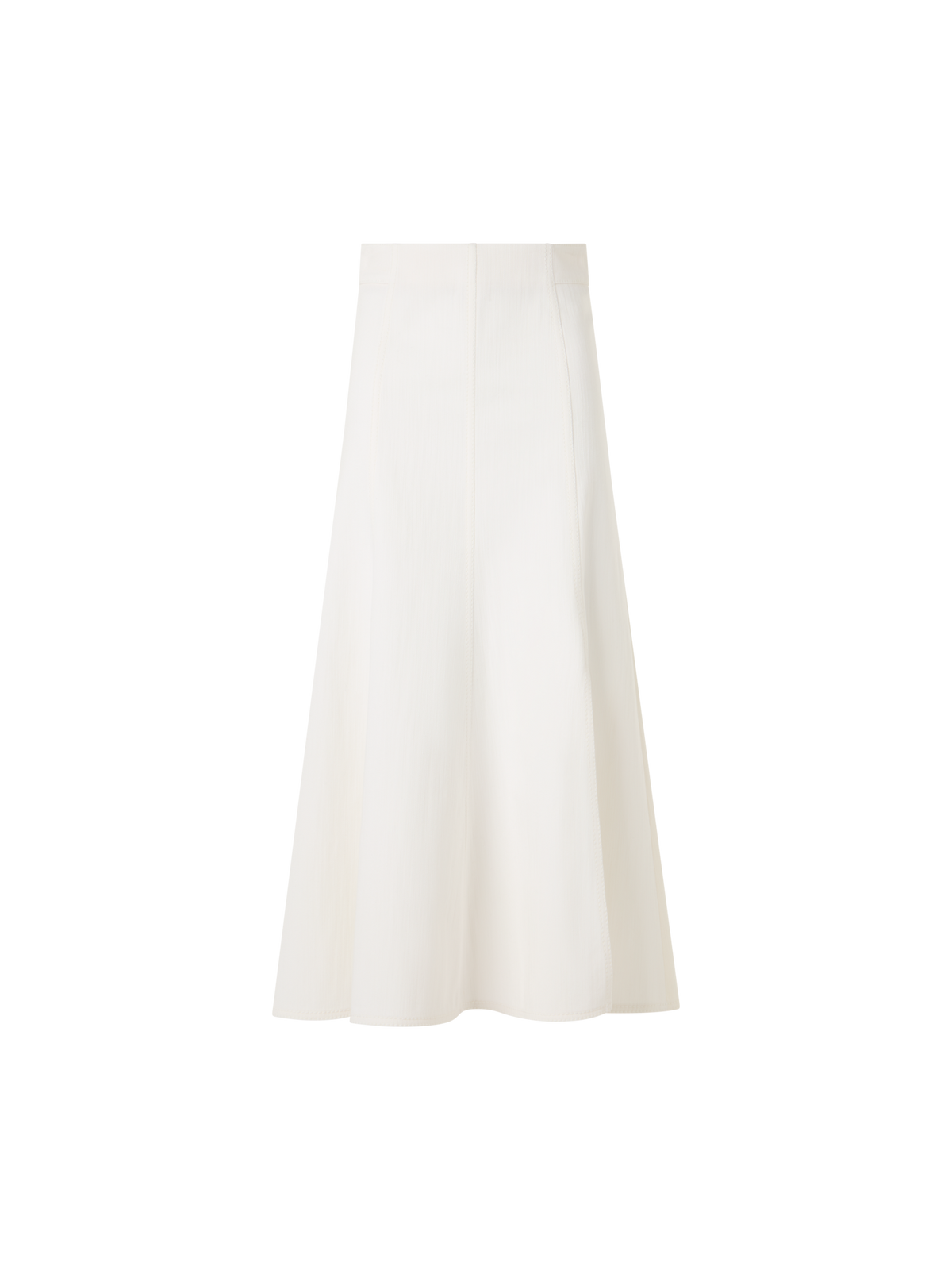 Designer Flared Cotton-Stretch Denim Midi Skirt - white