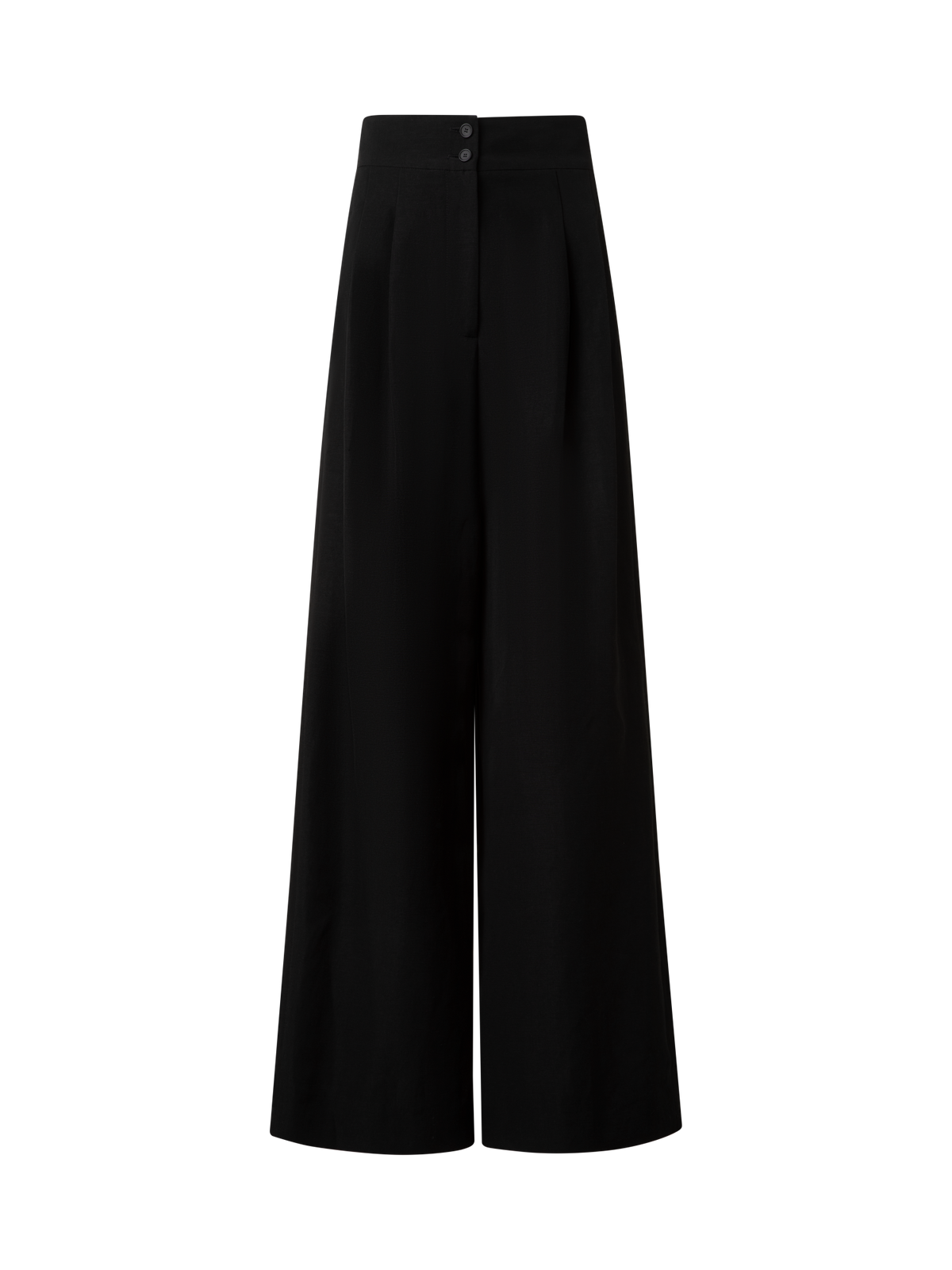 Designer Extra Wide Palazzo Linen Viscose Pants - black