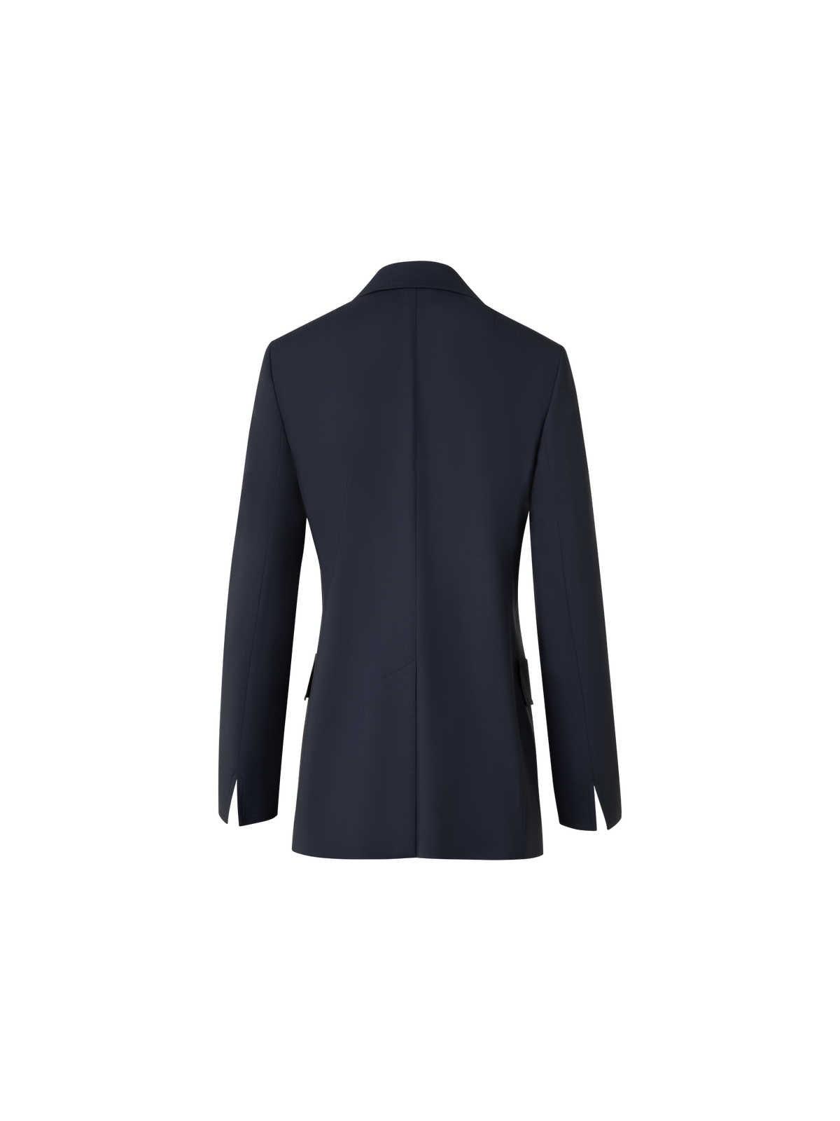 Designer Long Boyfriend Jacket in Cool Wool - navy - blue