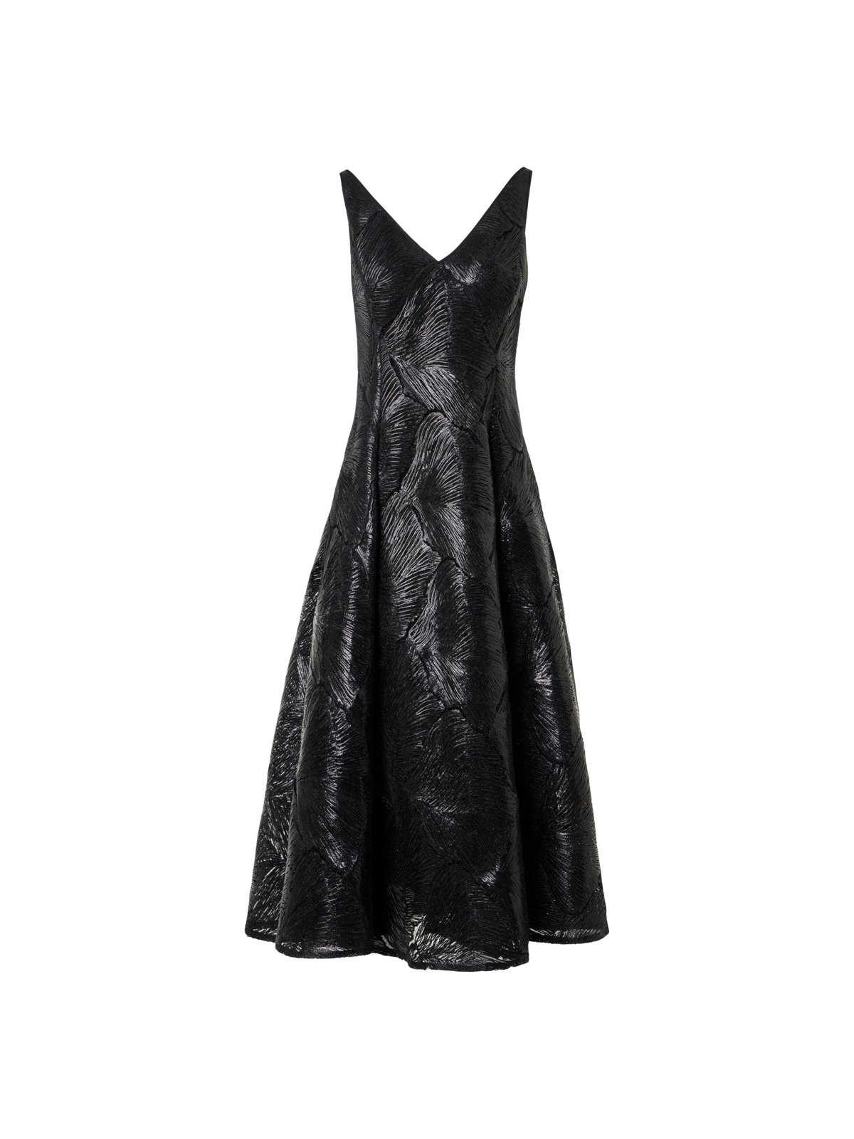 Lacquered Sea Fan Lace Fit-and-Flare Midi Dress Black / 2 Lacquered Sea Fan Lace Fit-and-Flare Midi Dress Black / 2