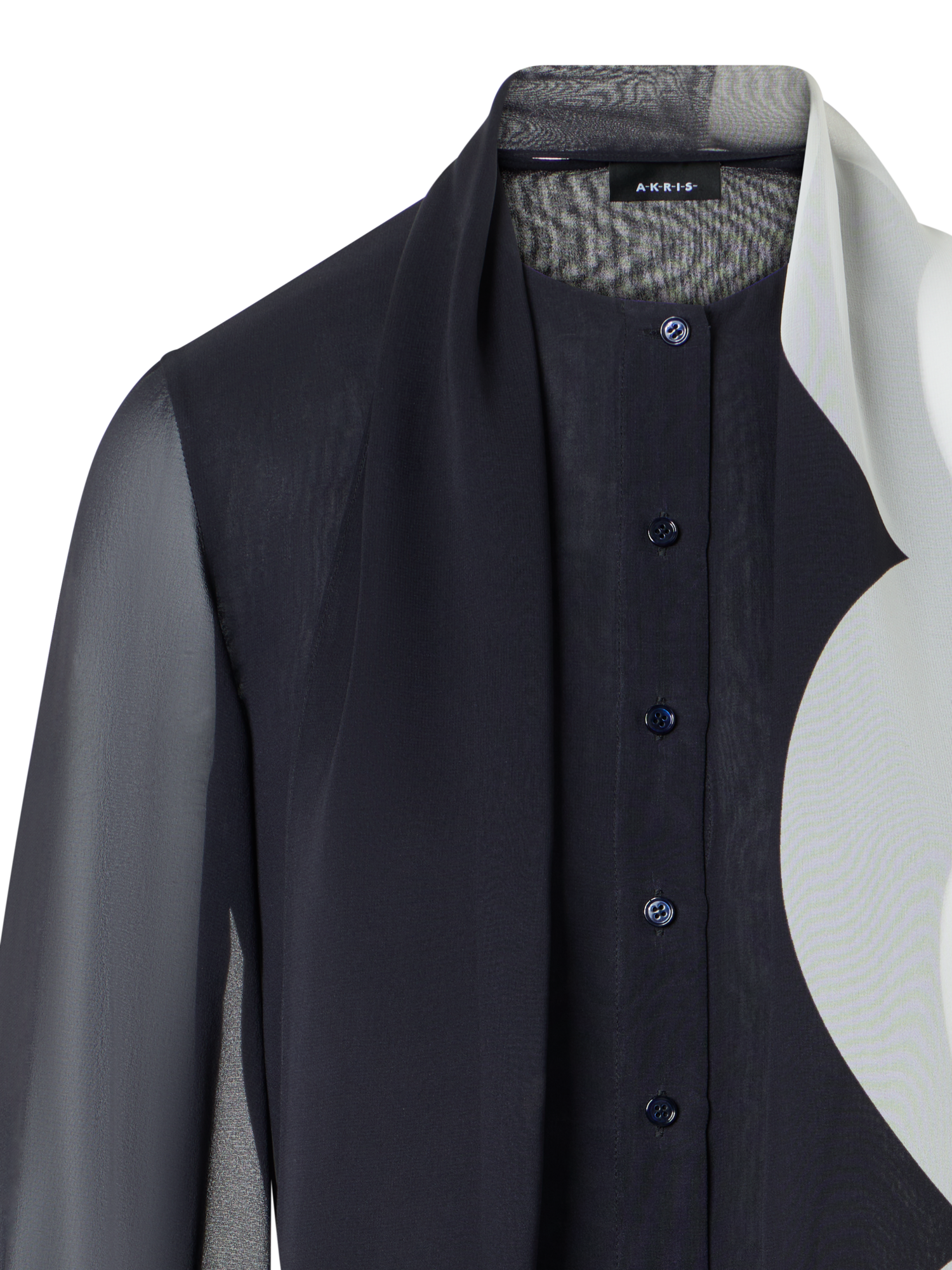 Designer Silk Blouse with Volume Sleeves - multicolor