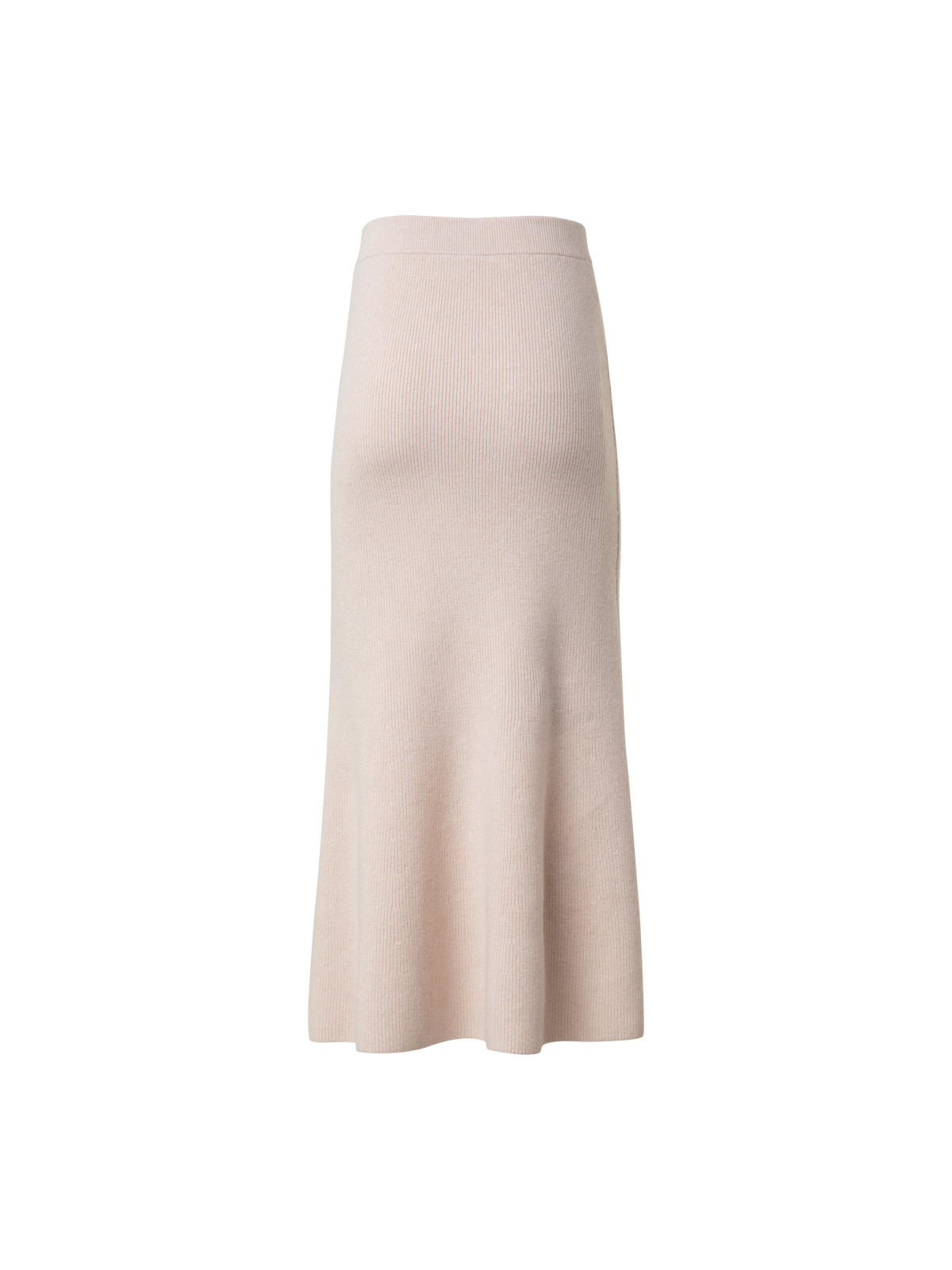 Designer Midi Knit Skirt in Ribbed Cashmere - neutral - beige