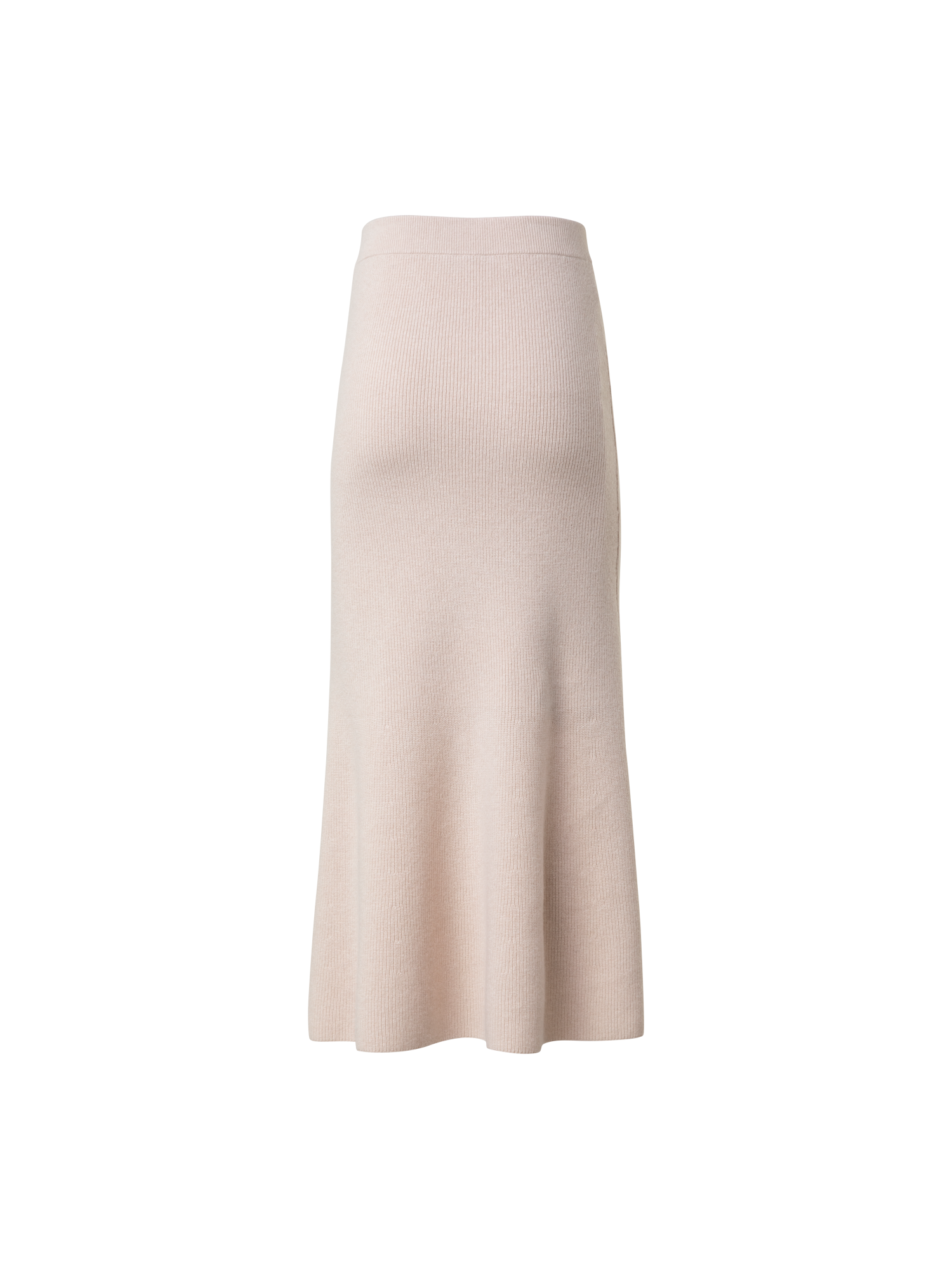 Designer Midi Knit Skirt in Ribbed Cashmere - neutral - beige