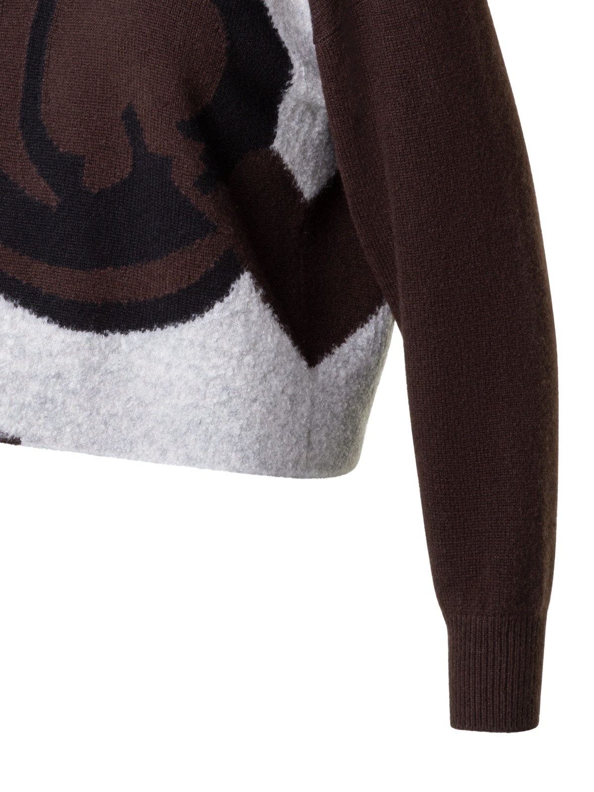 Designer Cashmere Silk Sweater with Bouclé Loop Design - brown - multicolor