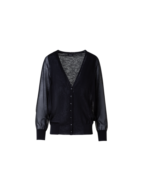 Designer Light Cardigan in Cotton Blend - black