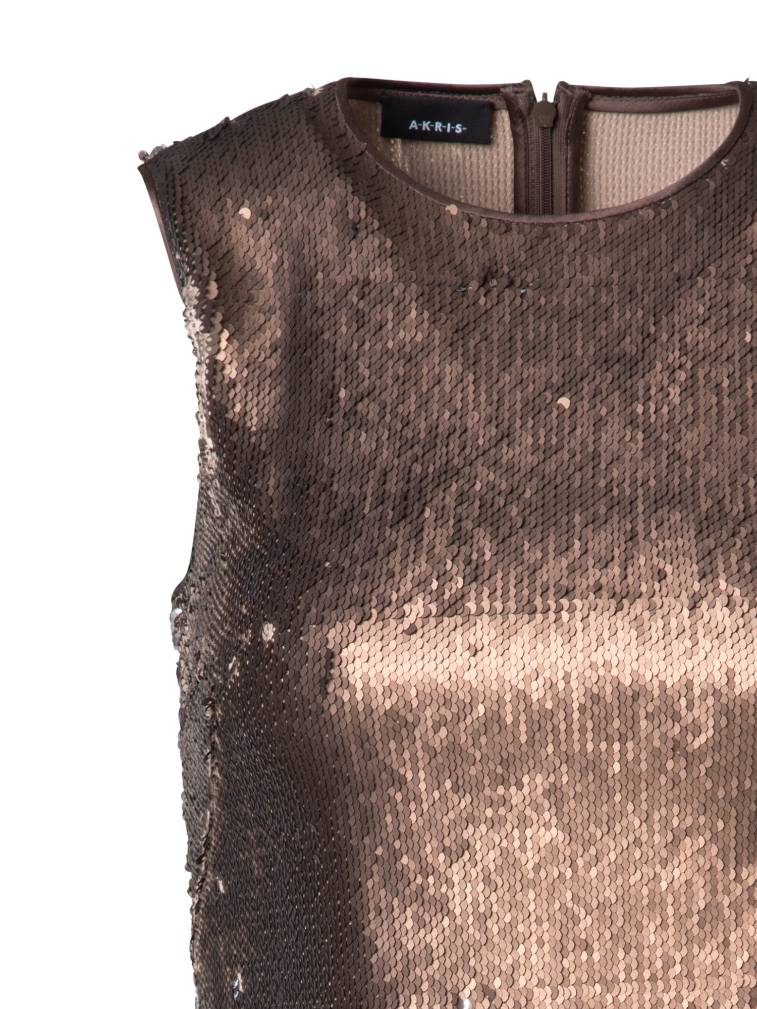 Designer Bi-Color Sequins Sleeveless Top - brown - gold