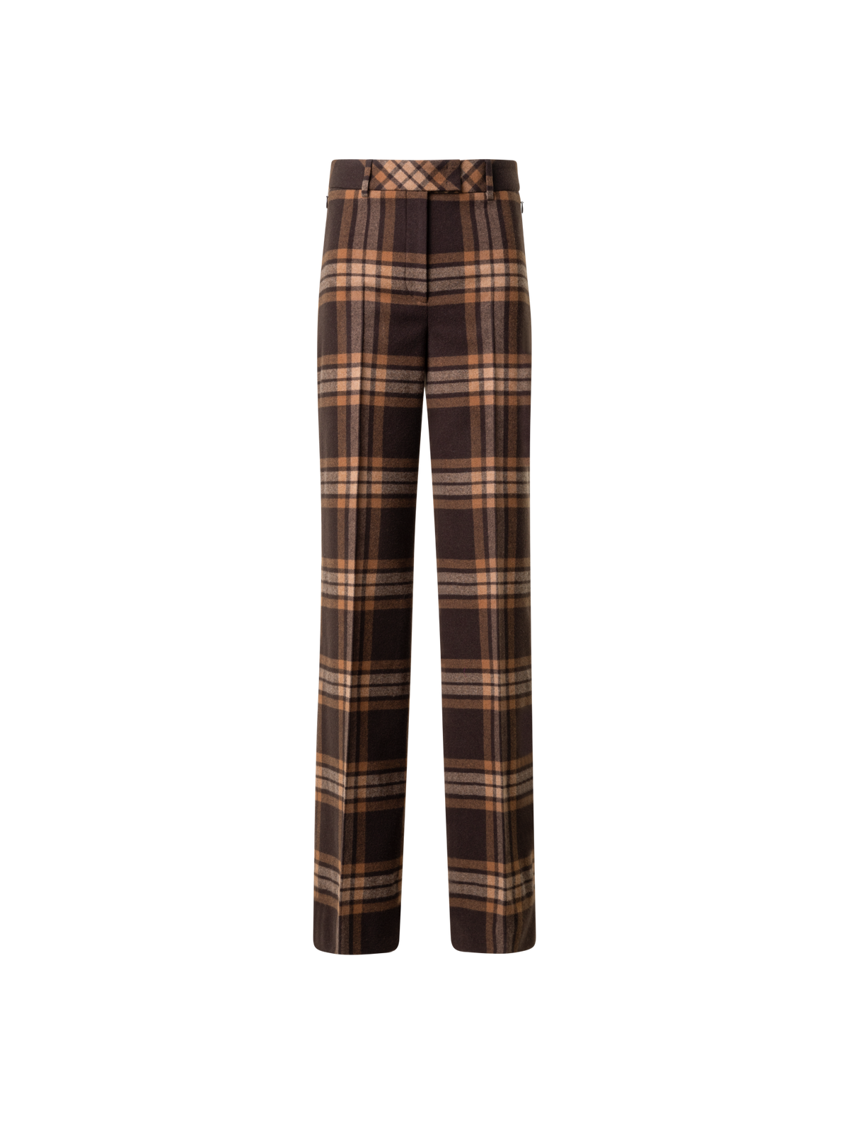Designer Wide Wool Flannel Check Pants - brown - multicolor