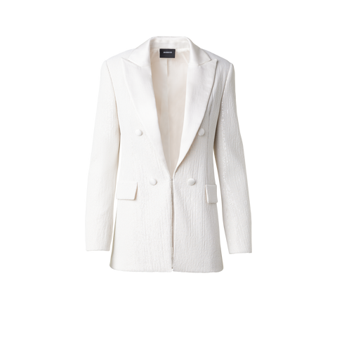 Sequined Tuxedo Jacket with Satin Lapel