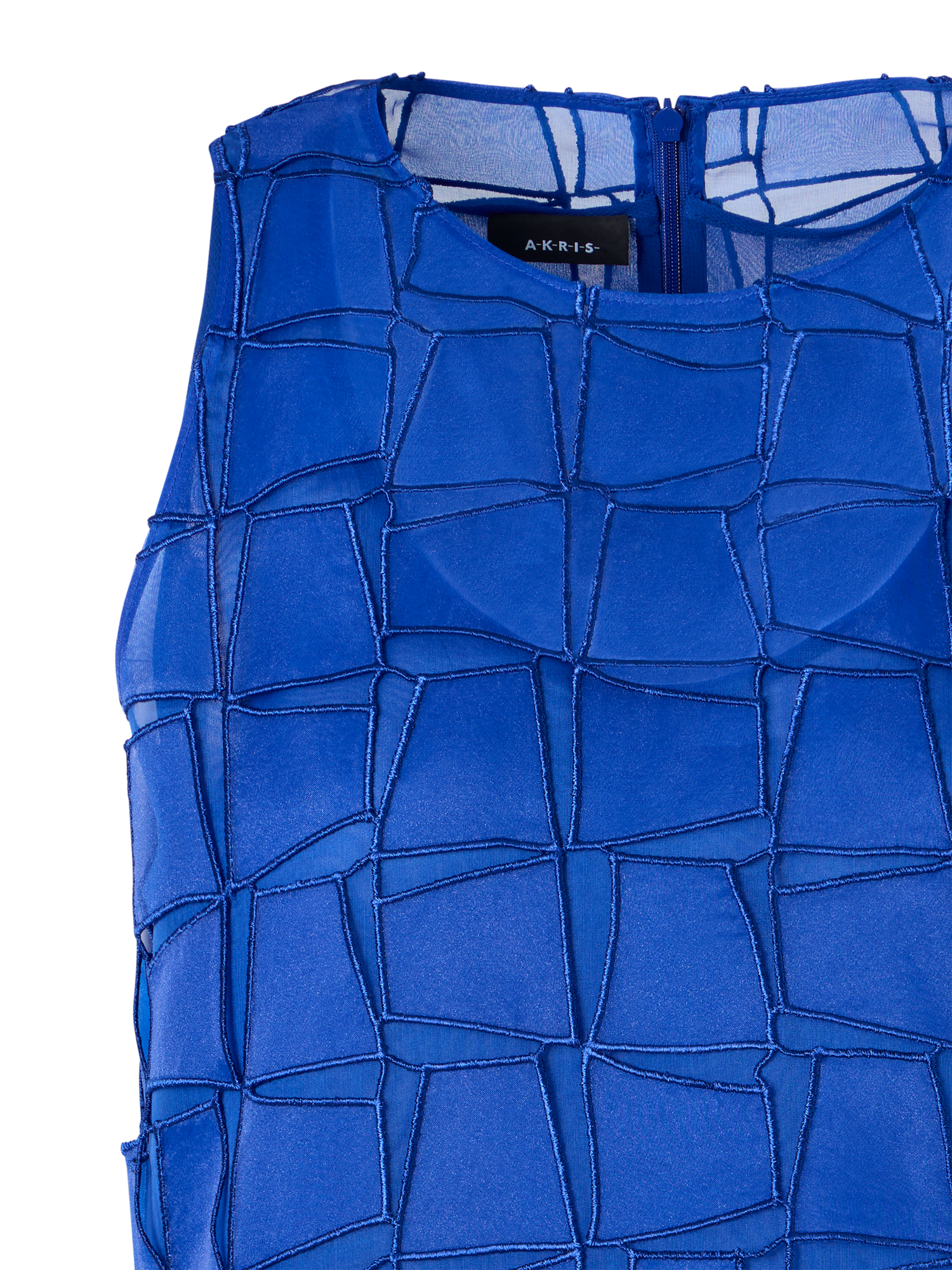 Designer Organza Trapezoid Embroidery Blouse - blue