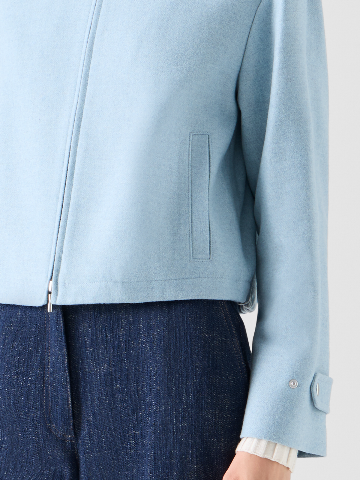 Designer Blouson Jacket in Wool Blend - blue #editorial