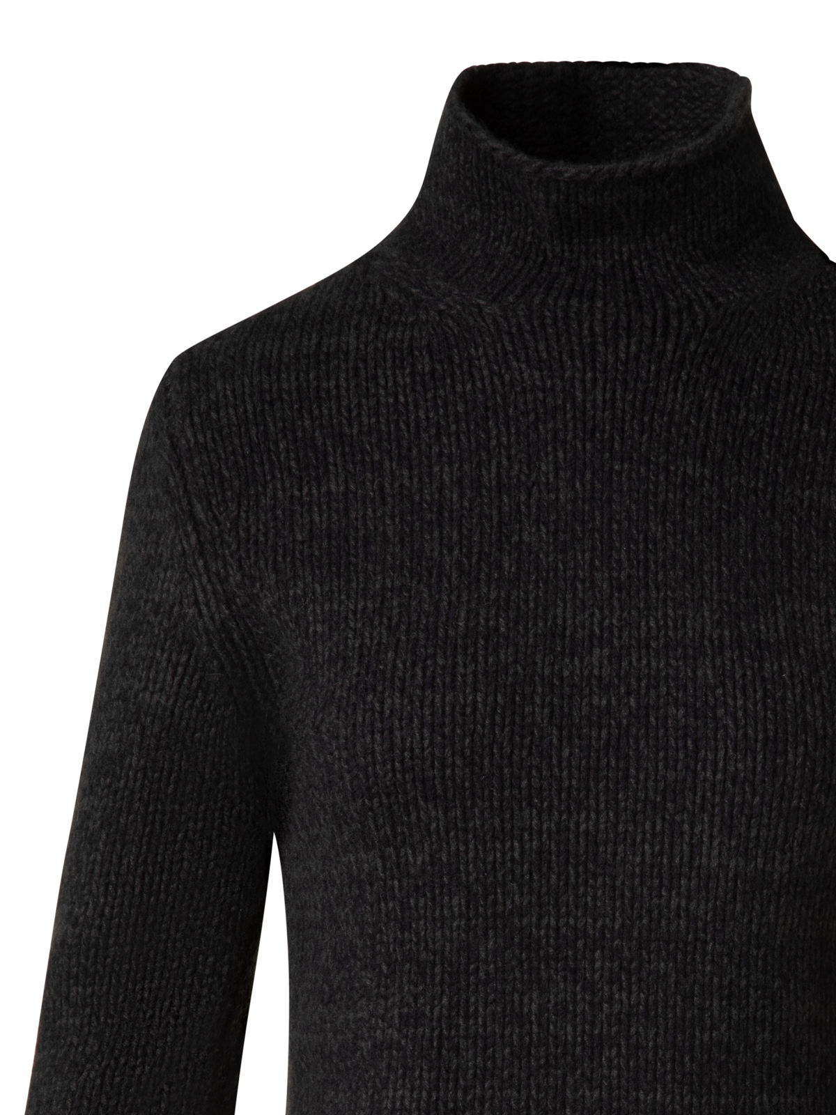 Designer Mouliné Cashmere Wool Mock Neck Sweater - green