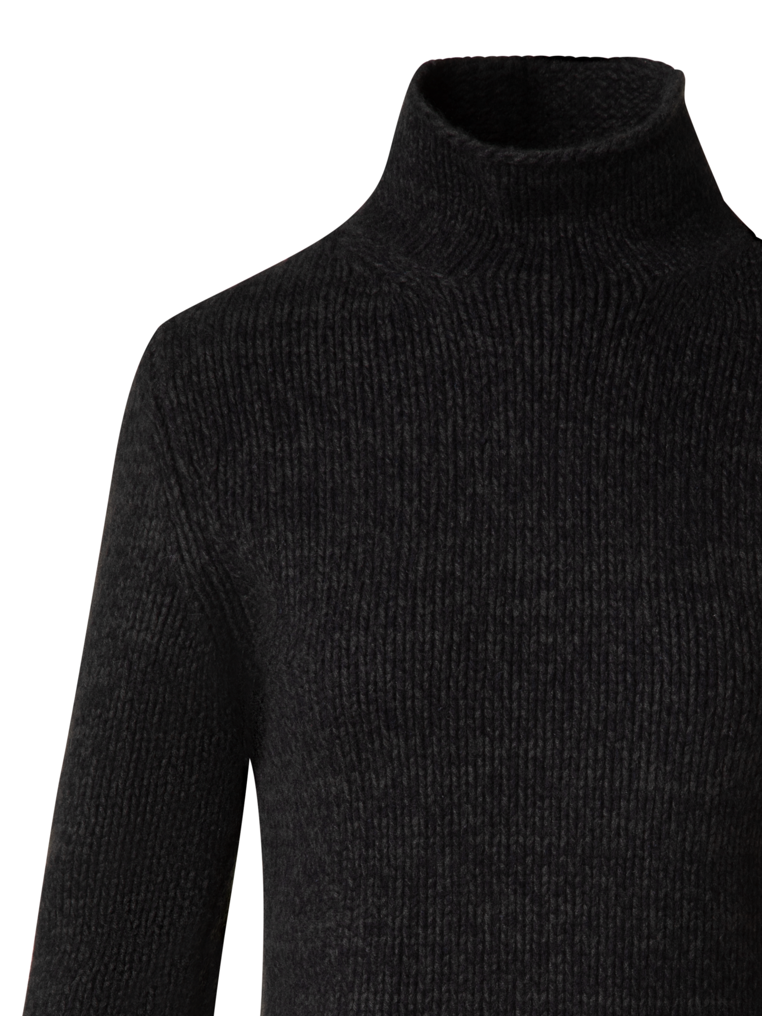 Designer Mouliné Cashmere Wool Mock Neck Sweater - green