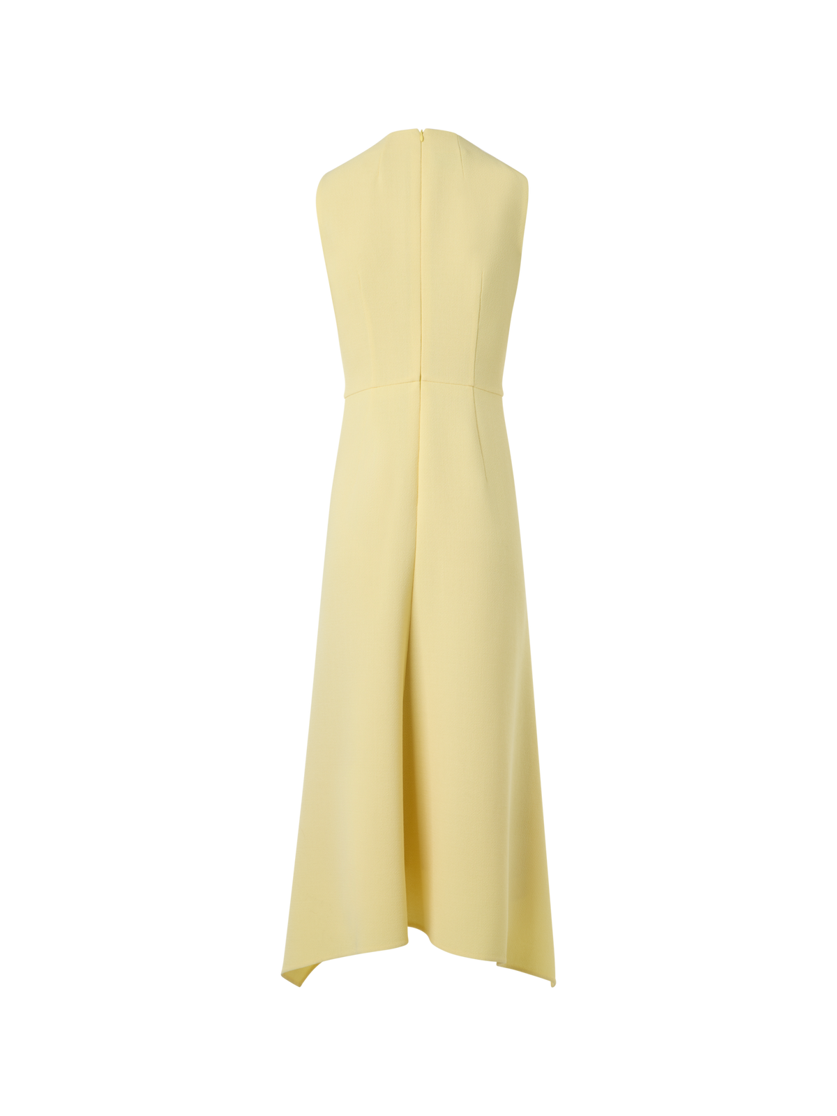 Designer Asymmetrical Wool Crêpe Double-Face Midi Dress - yellow