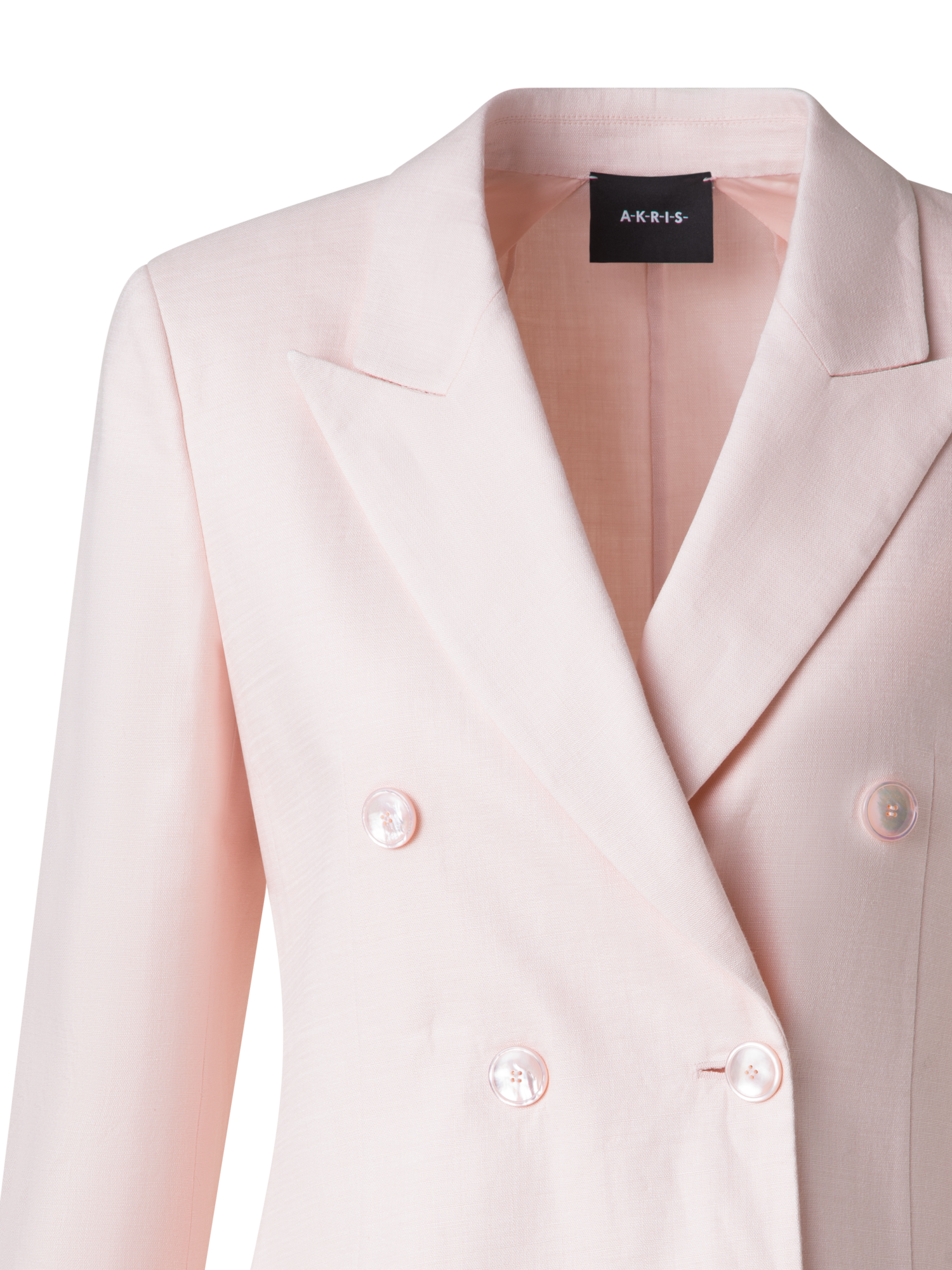 Designer Double-Breasted Blazer in Linen Double-Face - pastel - pink