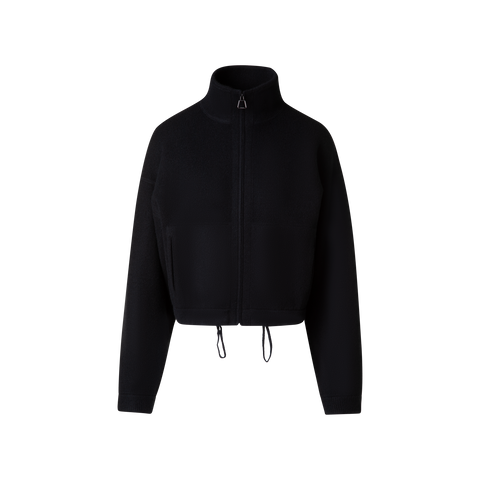 Cropped Cashmere Piqué Cardigan with Zip