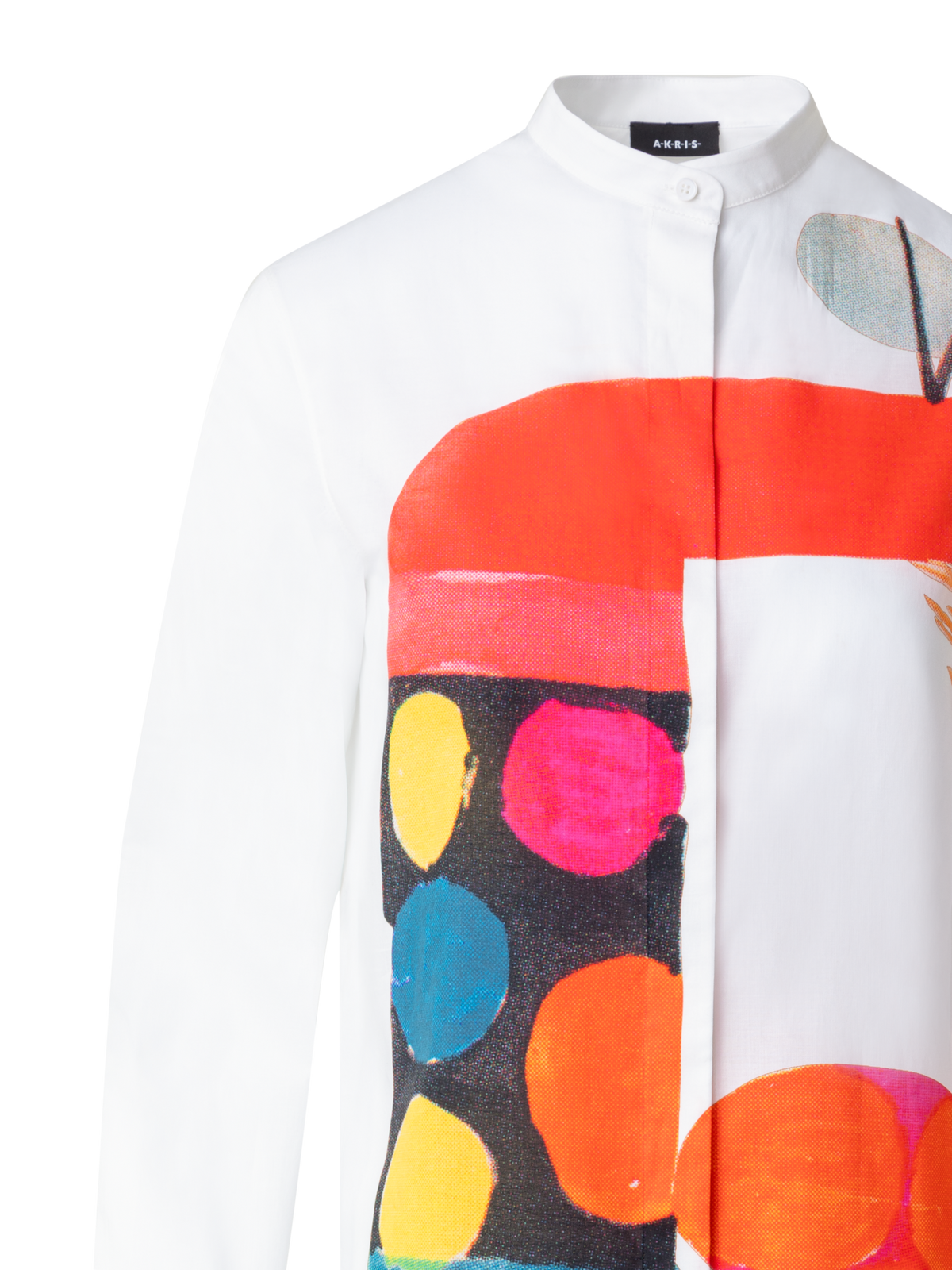 Designer Cotton Voile Blouse with Rooster Print - multicolor