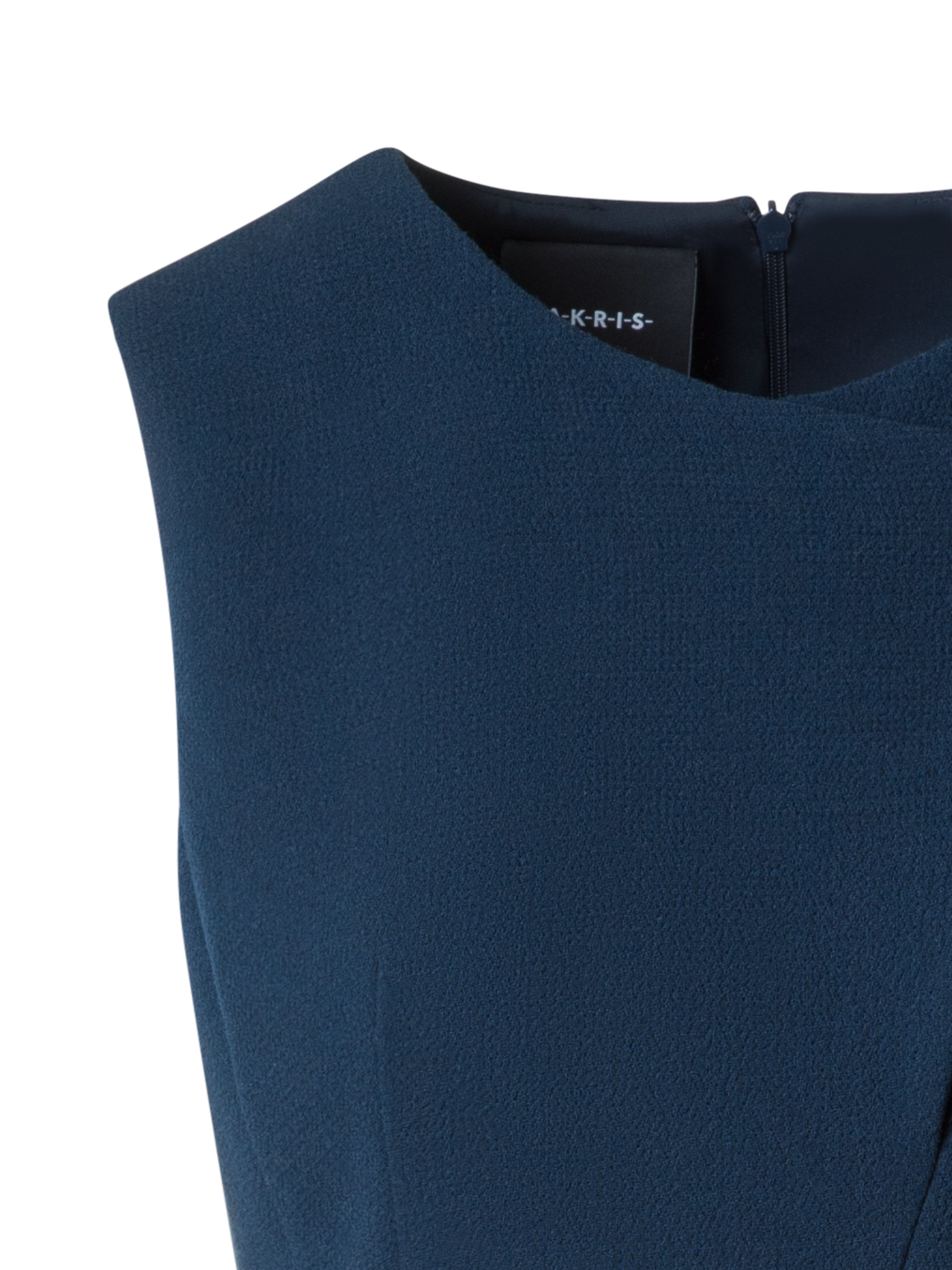 Designer Sleeveless Sheath Dress in Wool Double-Face - blue