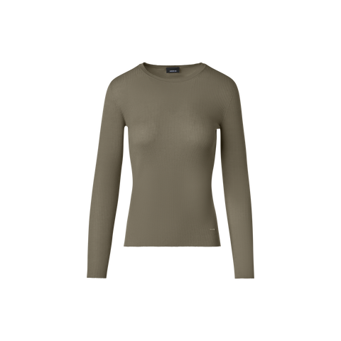 Fitted Seamless Silk Cotton Knit Sweater