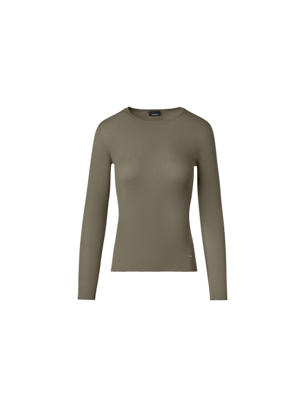 Designer Fitted Seamless Silk Cotton Knit Sweater - neutral