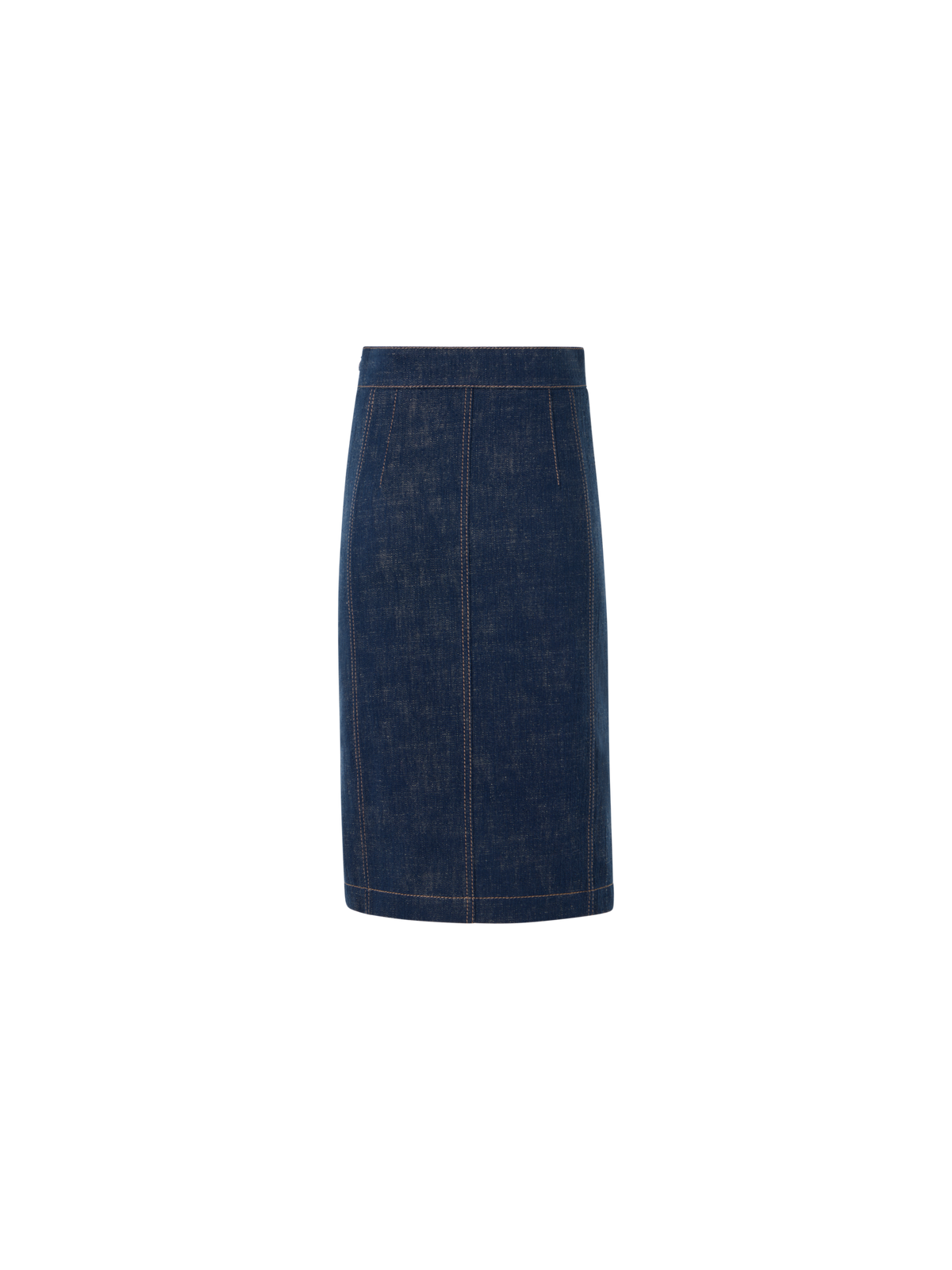 Designer High Waist Pencil Skirt in Brushed Winter Denim - navy - blue