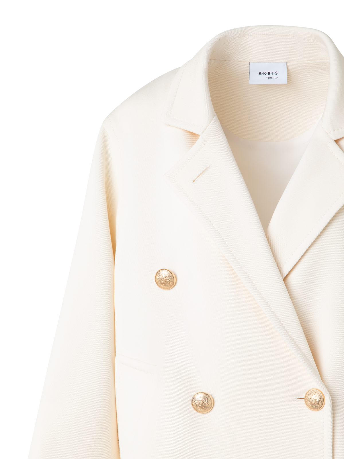 Designer Double-Breasted Wool Pea Coat - ecru - white
