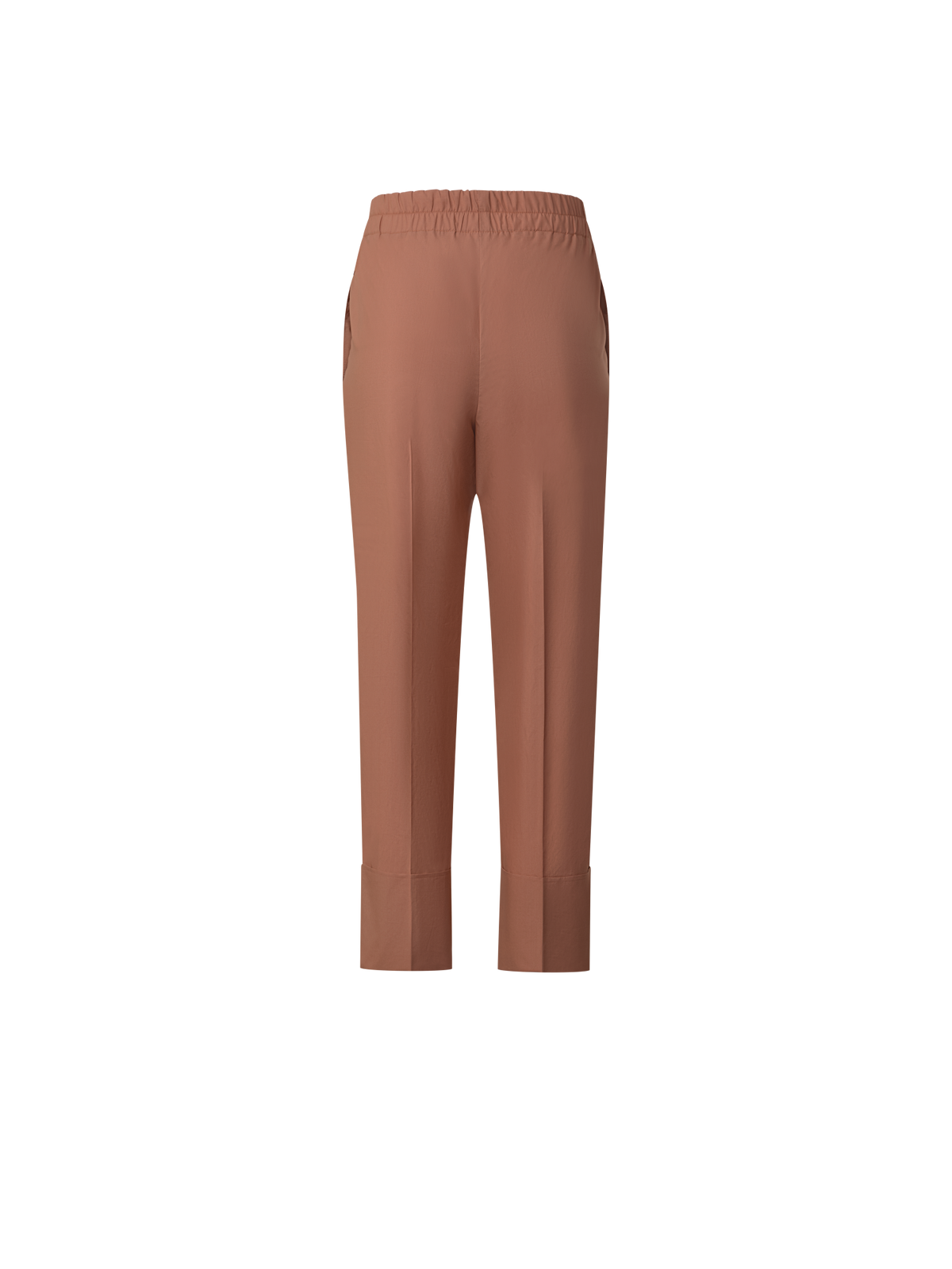 Designer Tapered Cotton Pants with Elastic Waist - brown